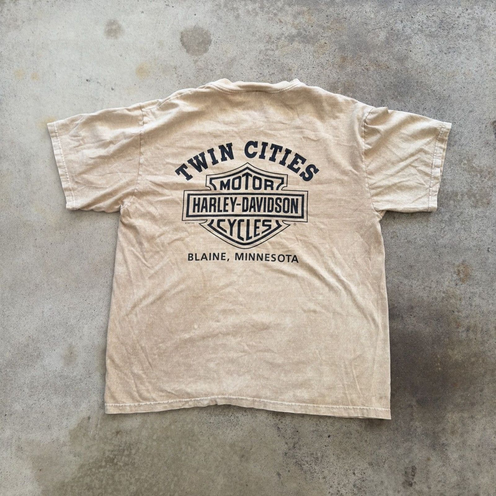Harley Davidson Harley Faded Beige Logo Shirt ERD Grunge Chrome WCC Biker Size US L / EU 52-54 / 3 - 2 Thumbnail