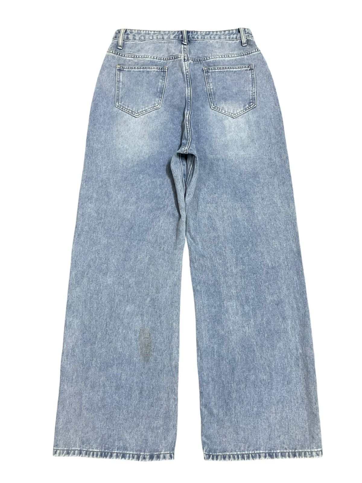 Japanese Brand Vintage Japanese Denim Lace Patchwork Baggy Wide Leg Jeans Size 31" - 7 Thumbnail