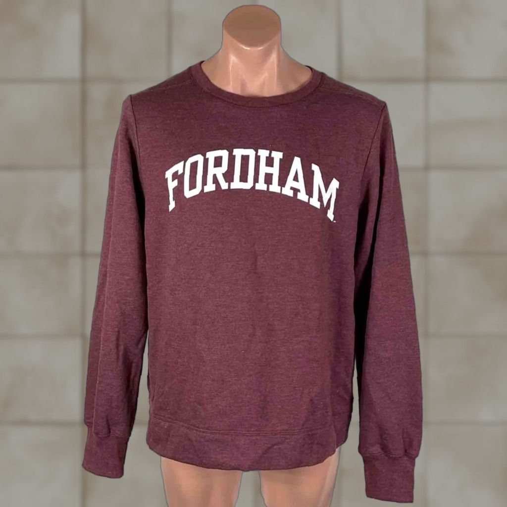 Fordham University Sweatshirt Adult XL Burgundy Fleece Crew Neck Long Sleeve Pullover Camouflage Pattern Redshirt Men University All Seasons
