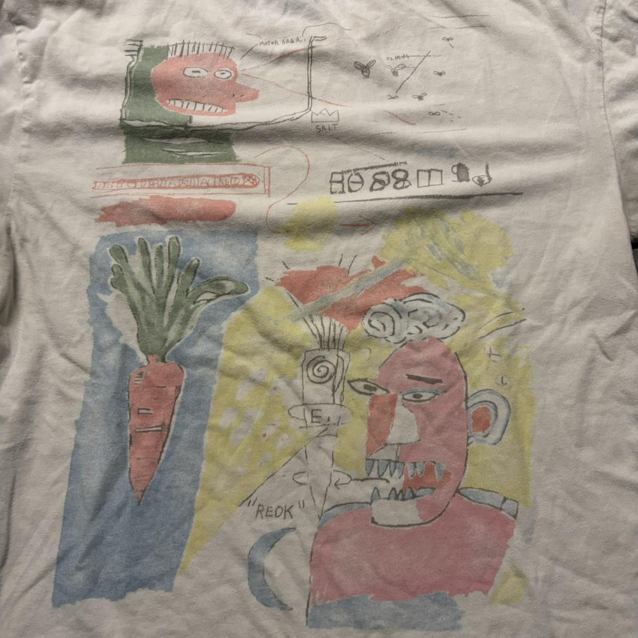 Vintage Crazy Vintage Y2K/2000s White Jean-Michael Basquiat Art Tee! Size US M / EU 48-50 / 2 - 5 Thumbnail