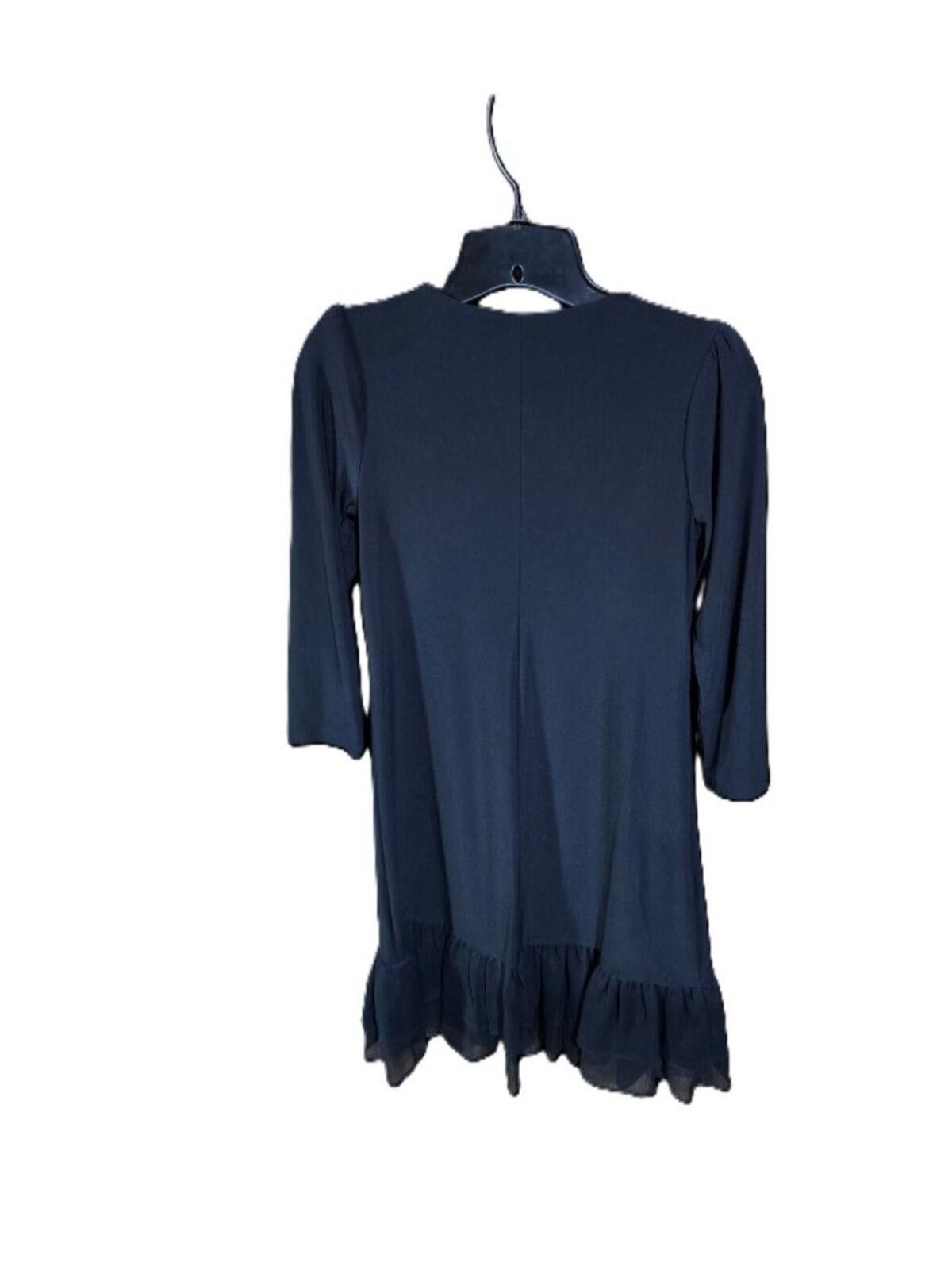Tommy Hilfiger Tommy Hilfiger Black Jersey/Chiffon Mix Ruffle Hem Dress Size XS / US 0-2 / IT 36-38 - 3 Thumbnail