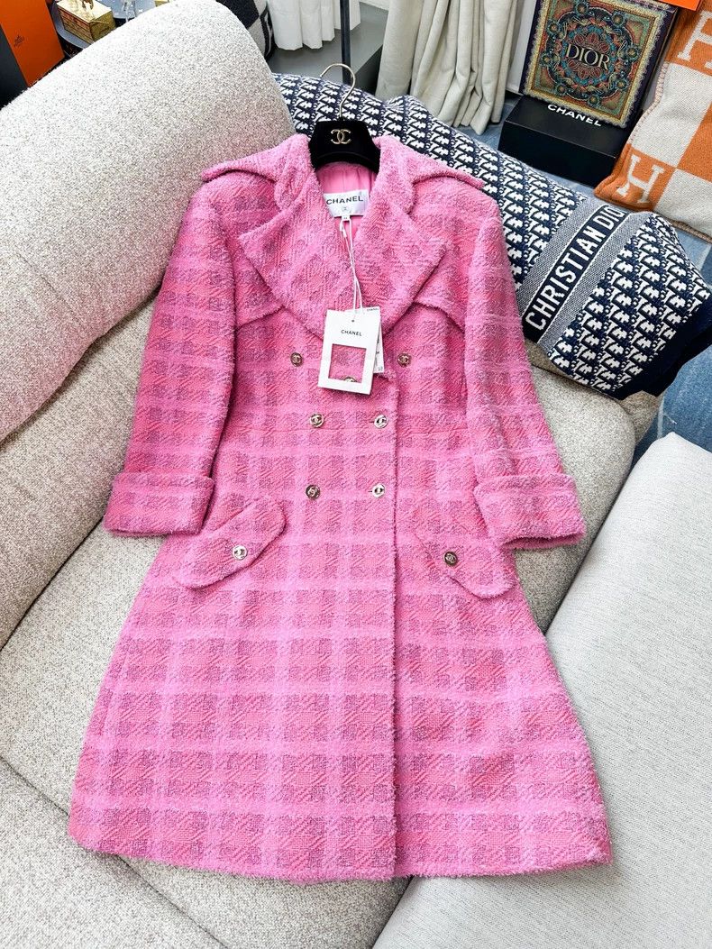 Chanel Chanel A plaid double-breasted long coat Size XXS / US 00 / IT 34 - 2 Thumbnail