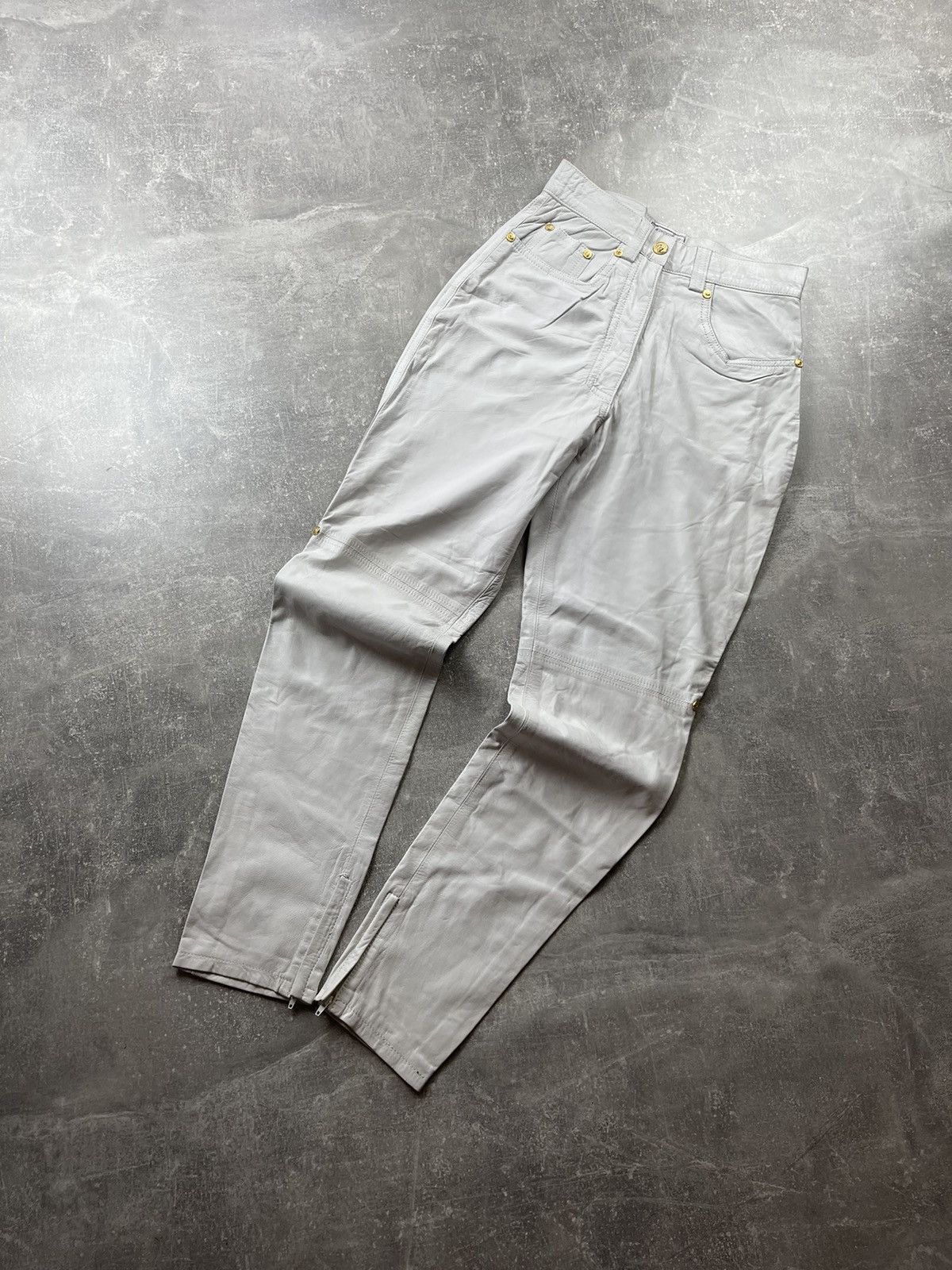 Versace Versus Gianni Versace Vintage 90s White Leather Pants Size 27" / US 4 / IT 40 - 1 Thumbnail