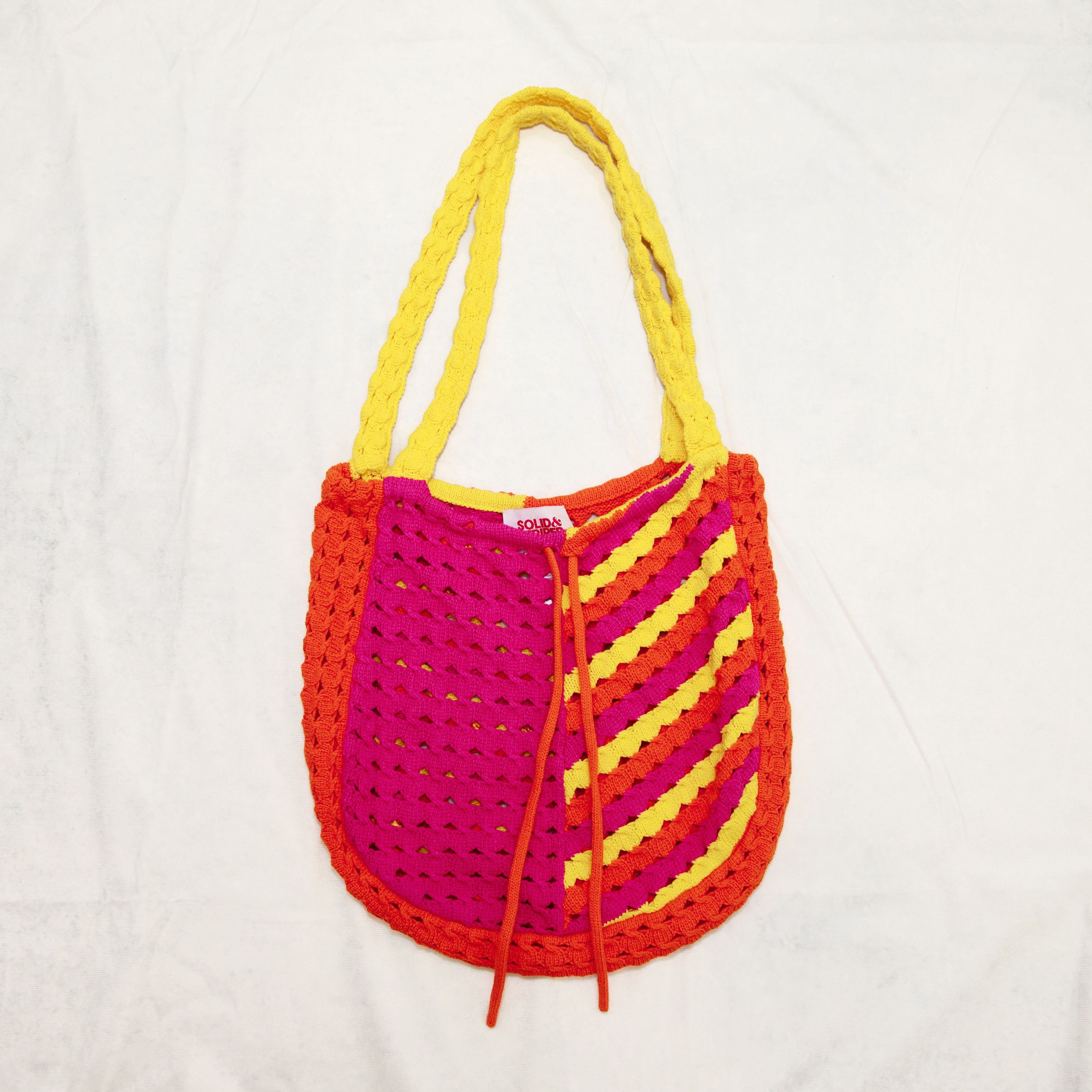 Solid & Striped Solid and Striped Slouchy Bag Pink Yellow Orange Crochet Size ONE SIZE - 1 Thumbnail