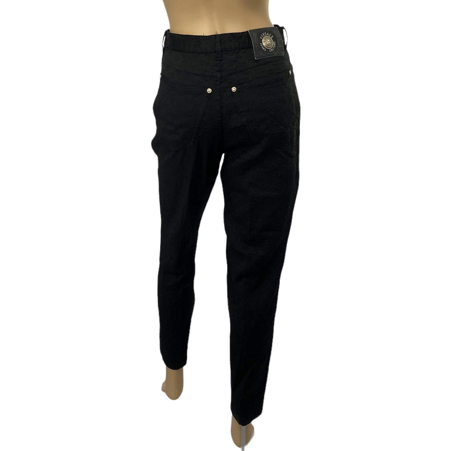 Versace Jeans Couture × Vintage VERSACE JEANS COUTURE Vintage Black Embossed Textured Jeans Size 26" / US 2 / IT 38 - 4 Thumbnail