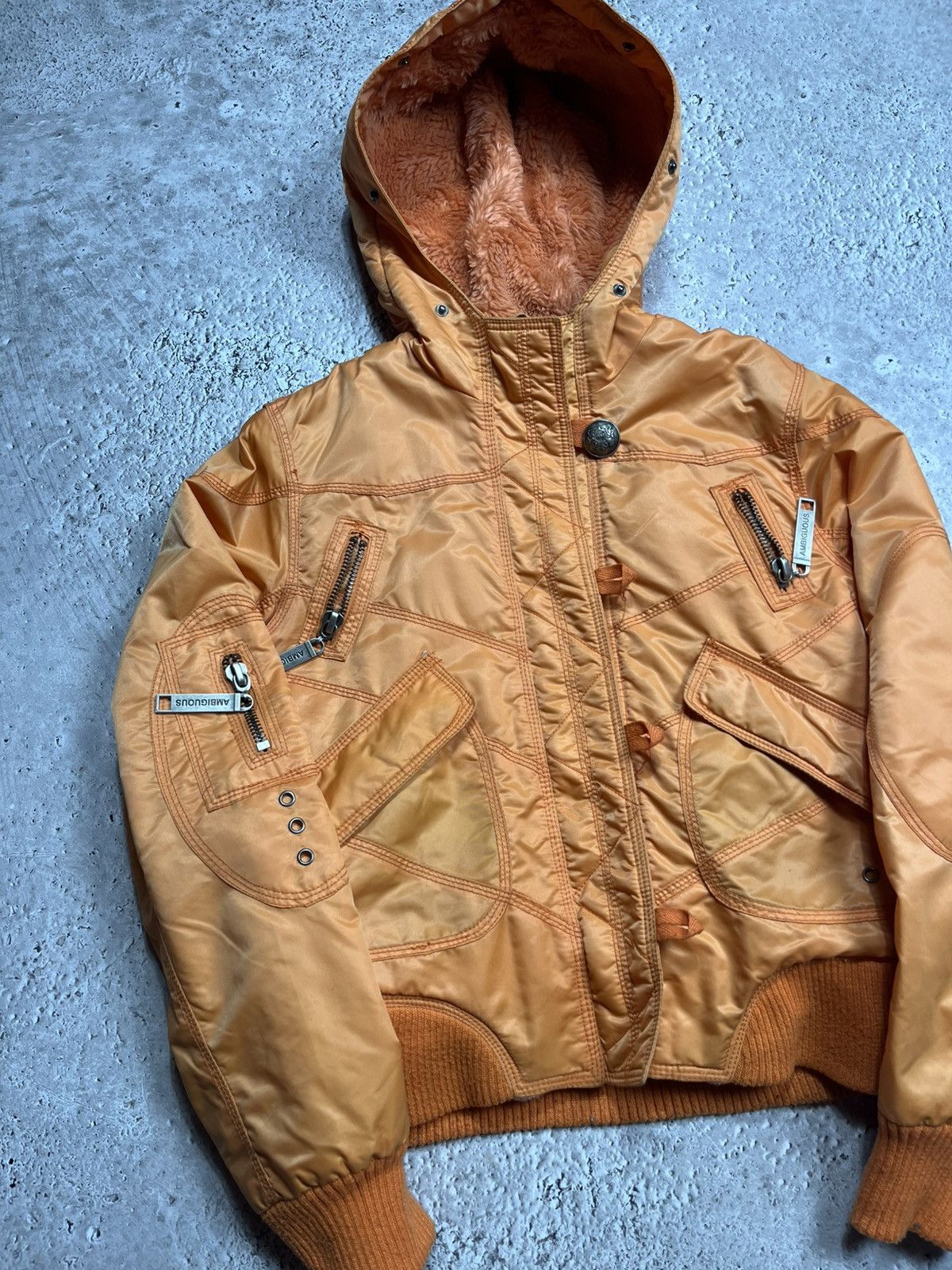 Other Women’s Cropped Bomber Jacket Faux Fur Lined Orange Size M Size M / US 6-8 / IT 42-44 - 3 Thumbnail