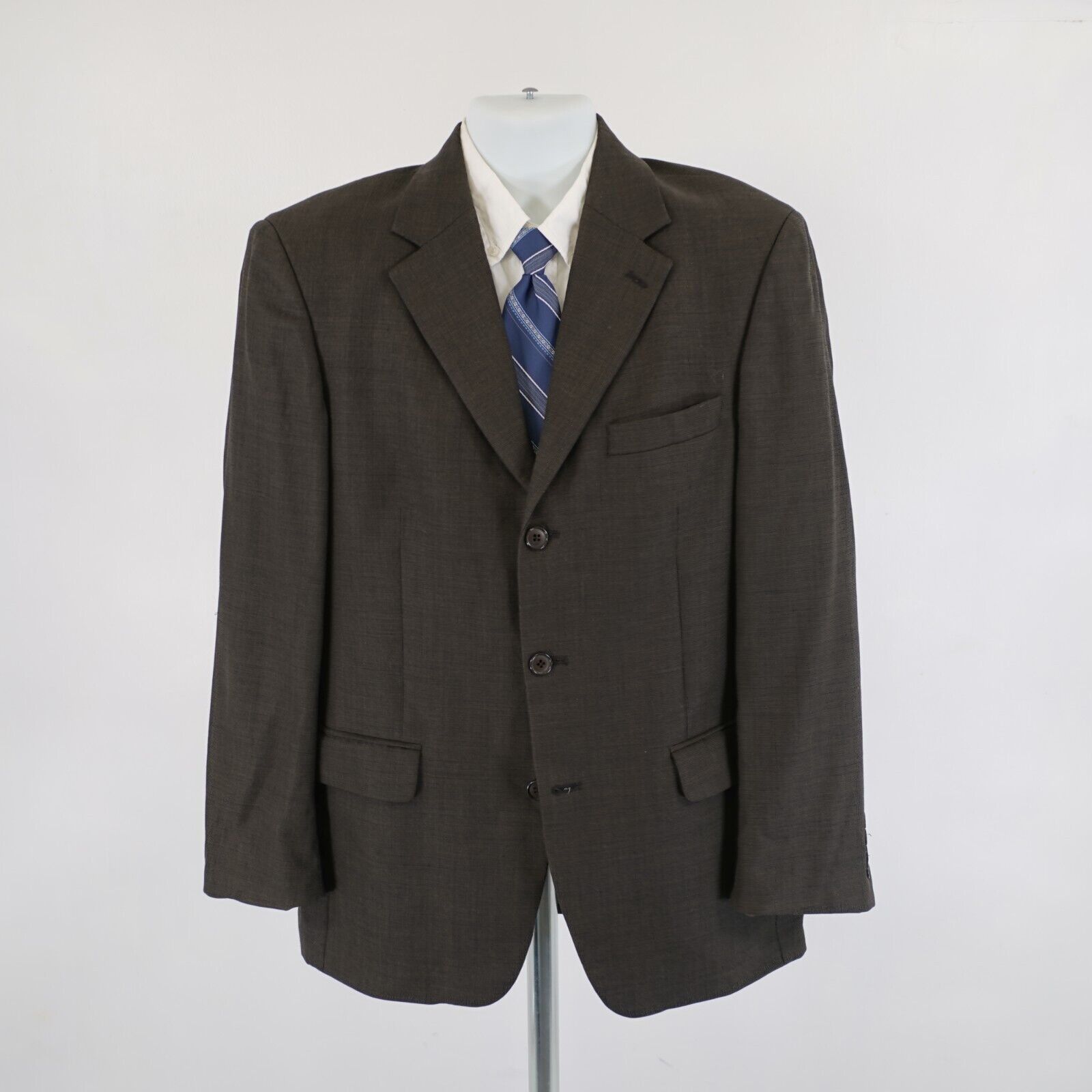Designer Gianfranco Ruffini Italy Brown Check Super 100S Worsted Woo Size 38R - 4 Thumbnail