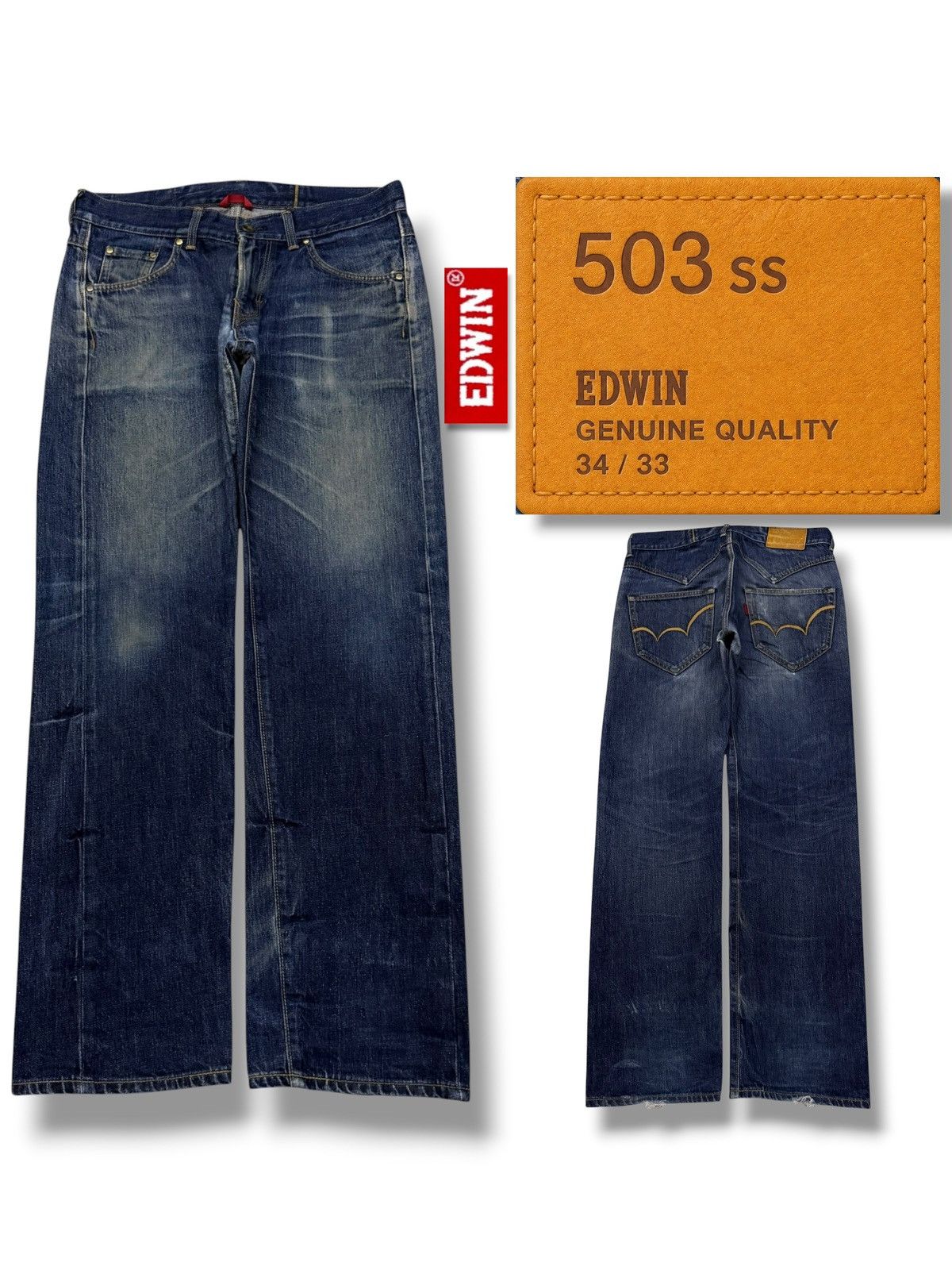 Edwin Vintage 503 SS Japan Denim Jeans | Relaxed Straight | W34 Size US 34 / EU 50 - 1 Thumbnail