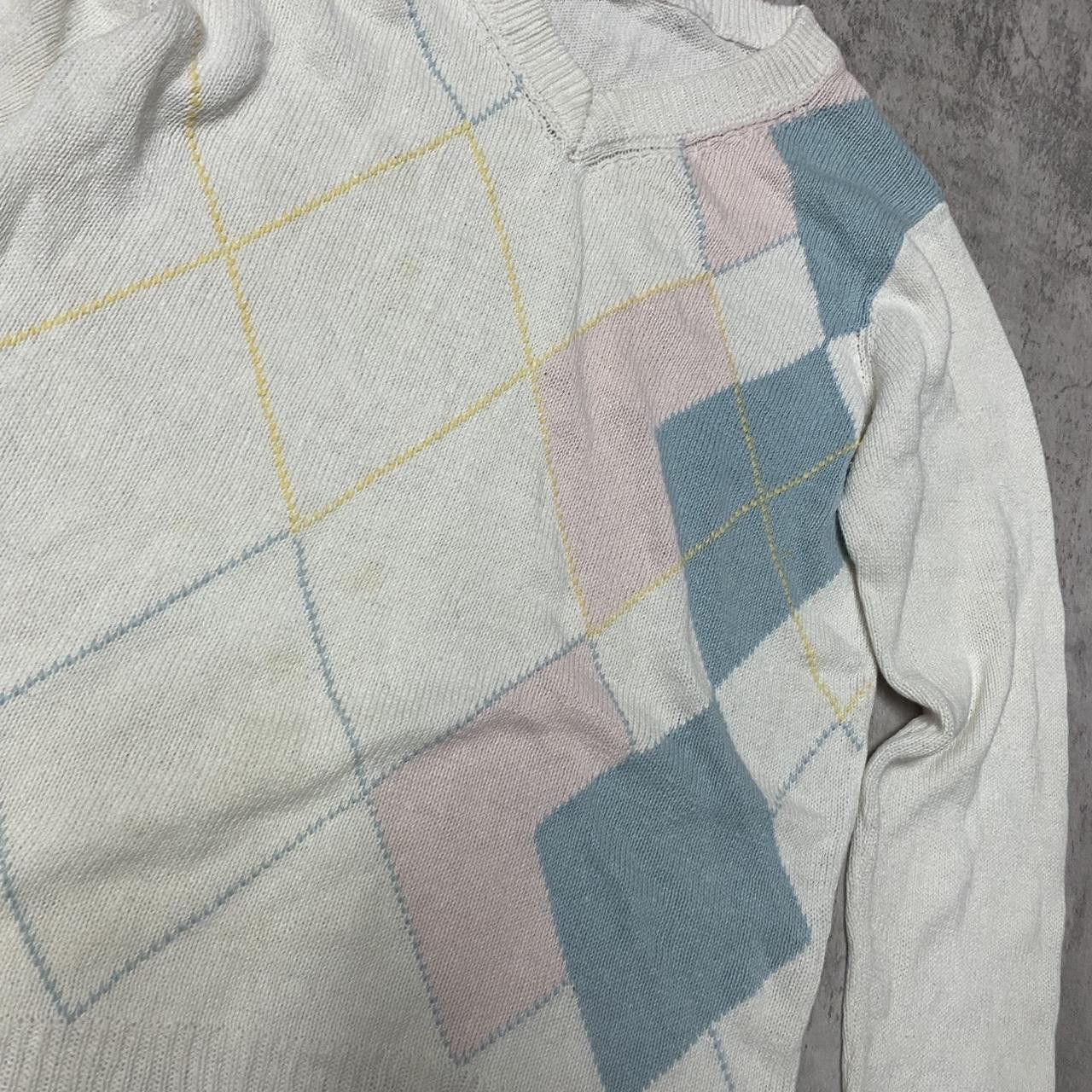 Other White and pink argyle sweater #preppy #retro Size US M / EU 48-50 / 2 - 3 Thumbnail