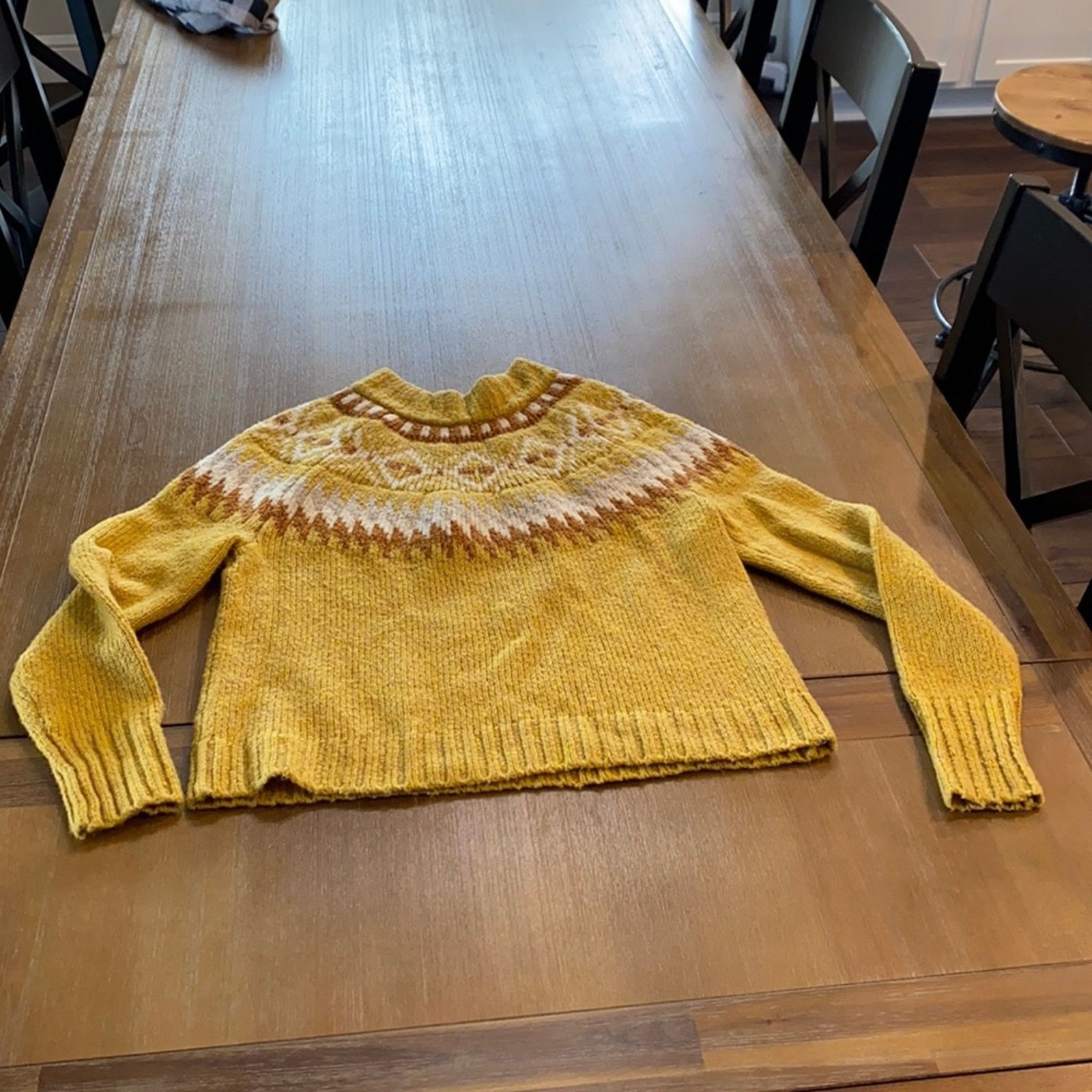American Eagle Outfitters American Eagle mock neck fair isle mustard plush sweater Size S / US 4 / IT 40 - 3 Thumbnail