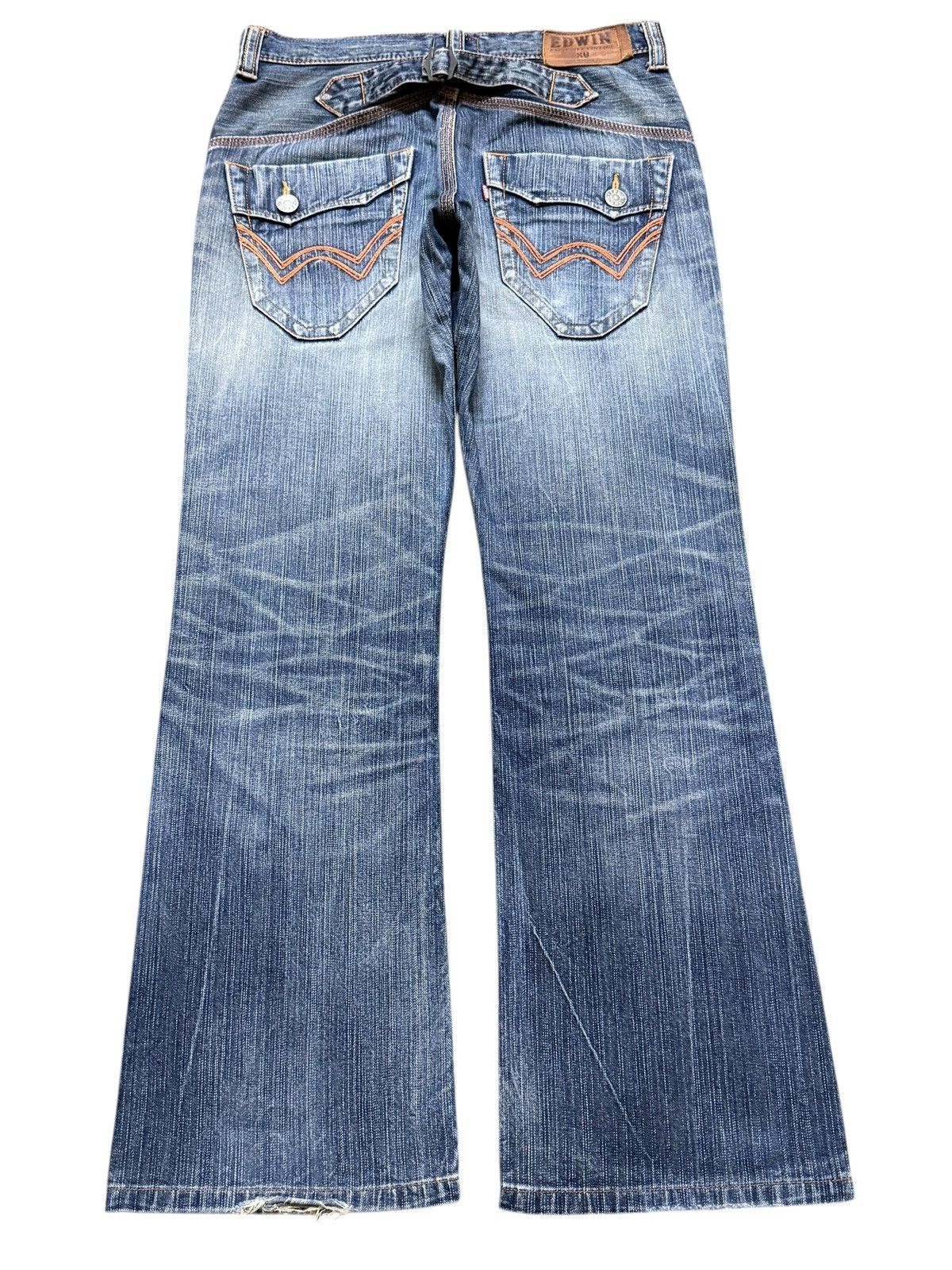 Edwin Vintage 90s Edwin XV Faded Wash Whisker Distressed Bootcut Size US 31 - 2 Thumbnail