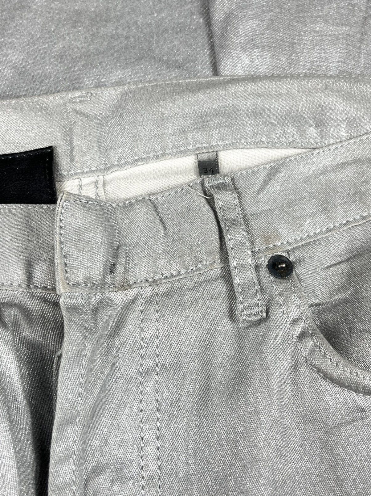 Dior × Hedi Slimane SS06 Dior Homme Silver Metallic Glitter Waxed Coated Jeans Size US 34 / EU 50 - 11 Thumbnail