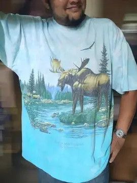 Vintage VTG Habitat XCVIII Mount New Hampshire Moose AOP Oneita Tag Size US XXL / EU 58 / 5 - 1 Thumbnail