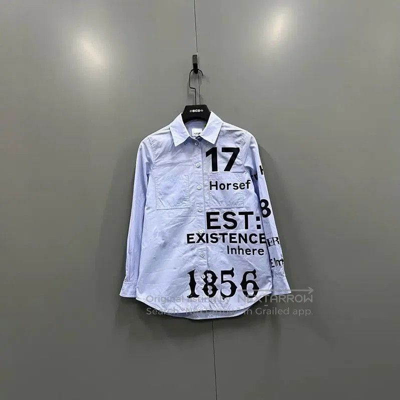 Burberry Burberry Blue Cotton Logo Long Sleeve Shirt. Size M / US 6-8 / IT 42-44 - 1 Thumbnail
