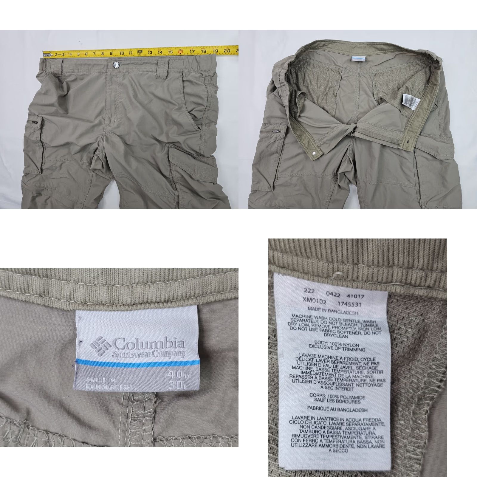 Vintage Columbia Lightweight Cargo Convertible Pants Shorts Men 38x29 Regular Beige UV Protection Pockets Zip Pocket Hiking Outdoor 90s? Size US 38 / EU 54 - 8 Thumbnail