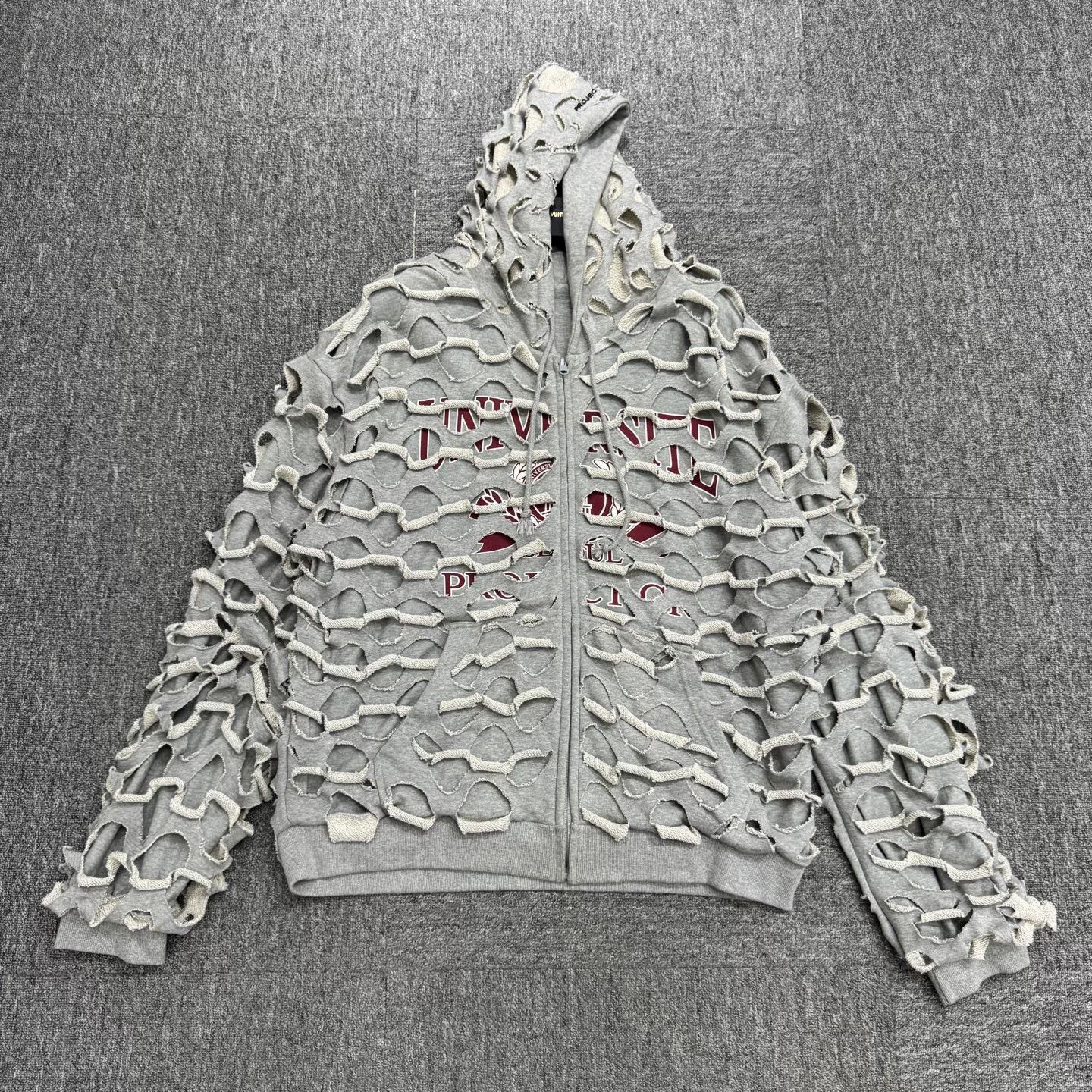 PROJECT G/R gray cut-out graphic hoodie. Size US XL / EU 56 / 4 - 2 Thumbnail