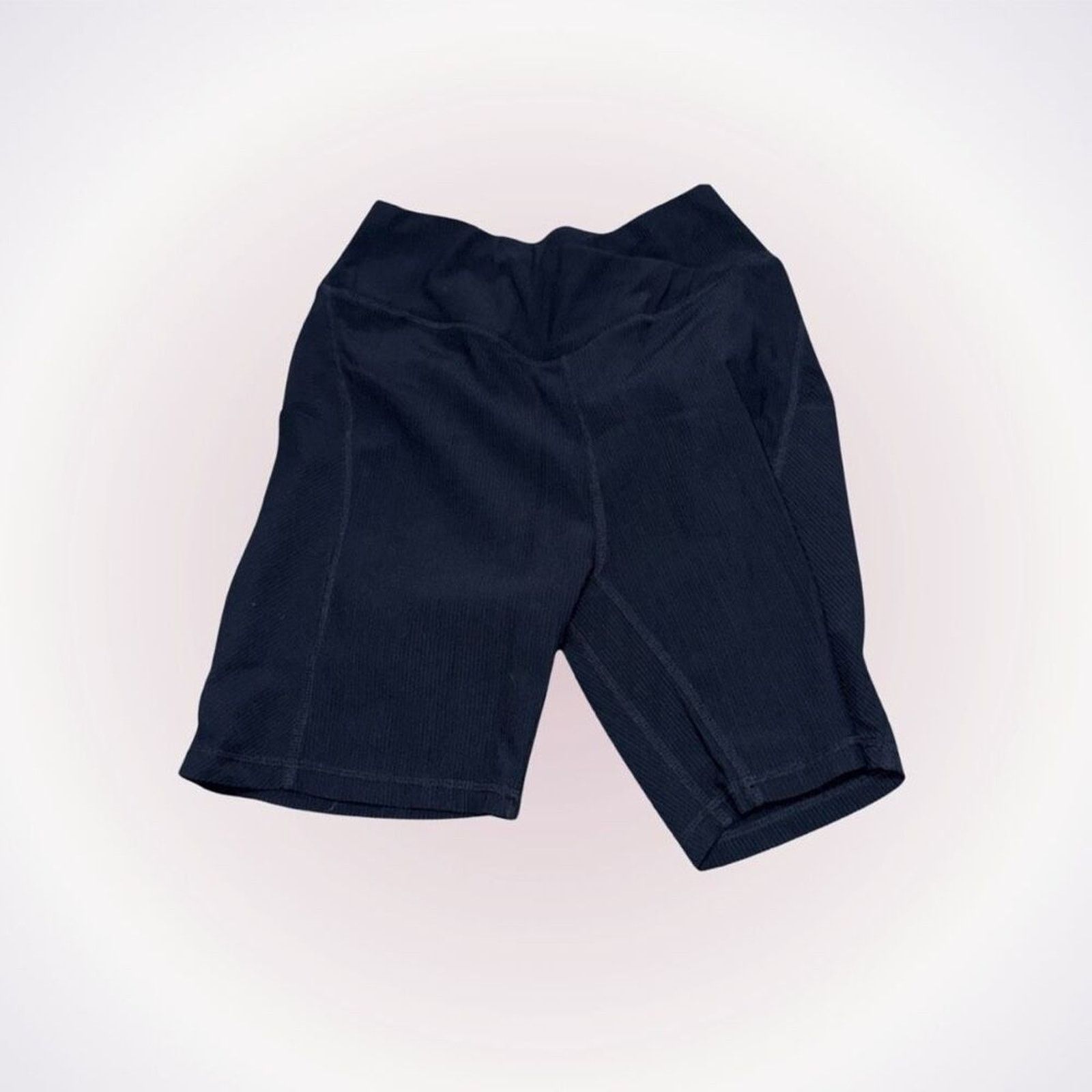 Other Amazon Black Ribbed Cross-Waist Bike Shorts | Sz S Size 26" / US 2 / IT 38 - 1 Thumbnail