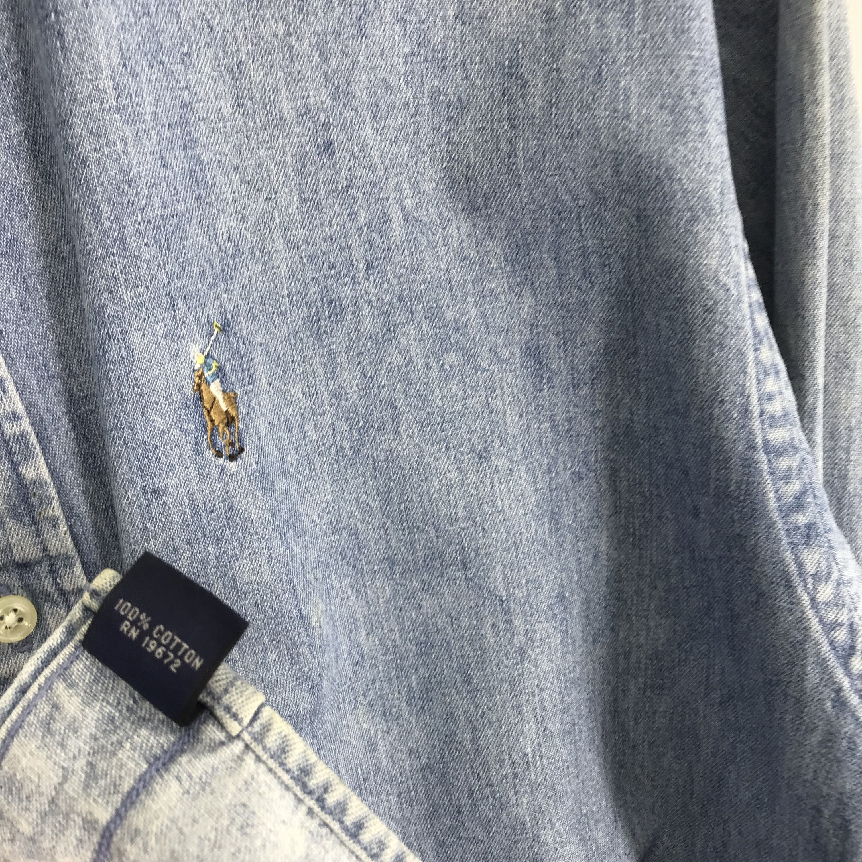 Polo Ralph Lauren × Vintage Vintage 90s Polo Ralph Lauren Small Pony Denim Jeans Shirt Size US L / EU 52-54 / 3 - 9 Thumbnail