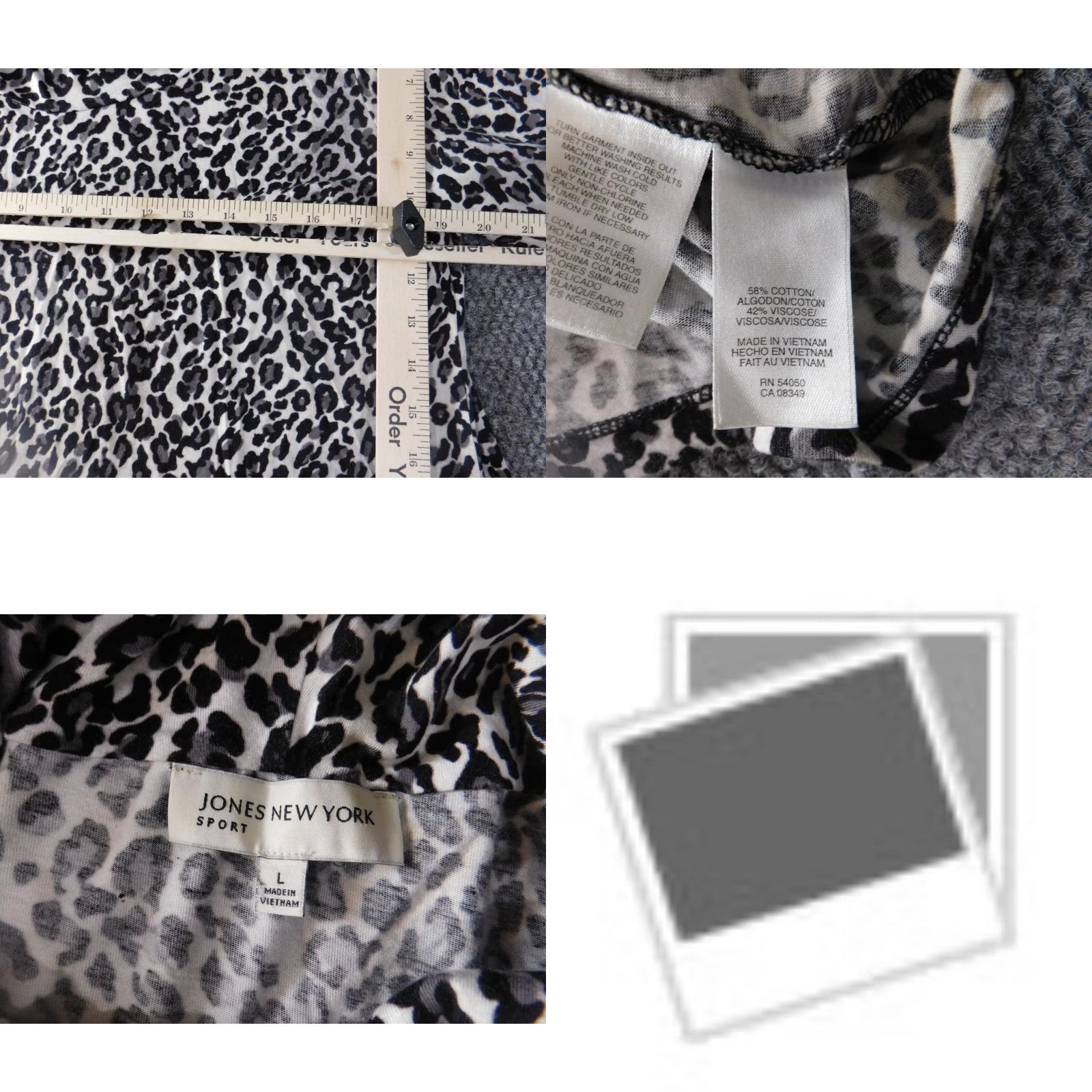 Jones New York Jones New York Blouse Shirt Womens L Gray Animal Print Turtleneck Pullover Stretch Casual Top Size L / US 10 / IT 46 - 8 Thumbnail