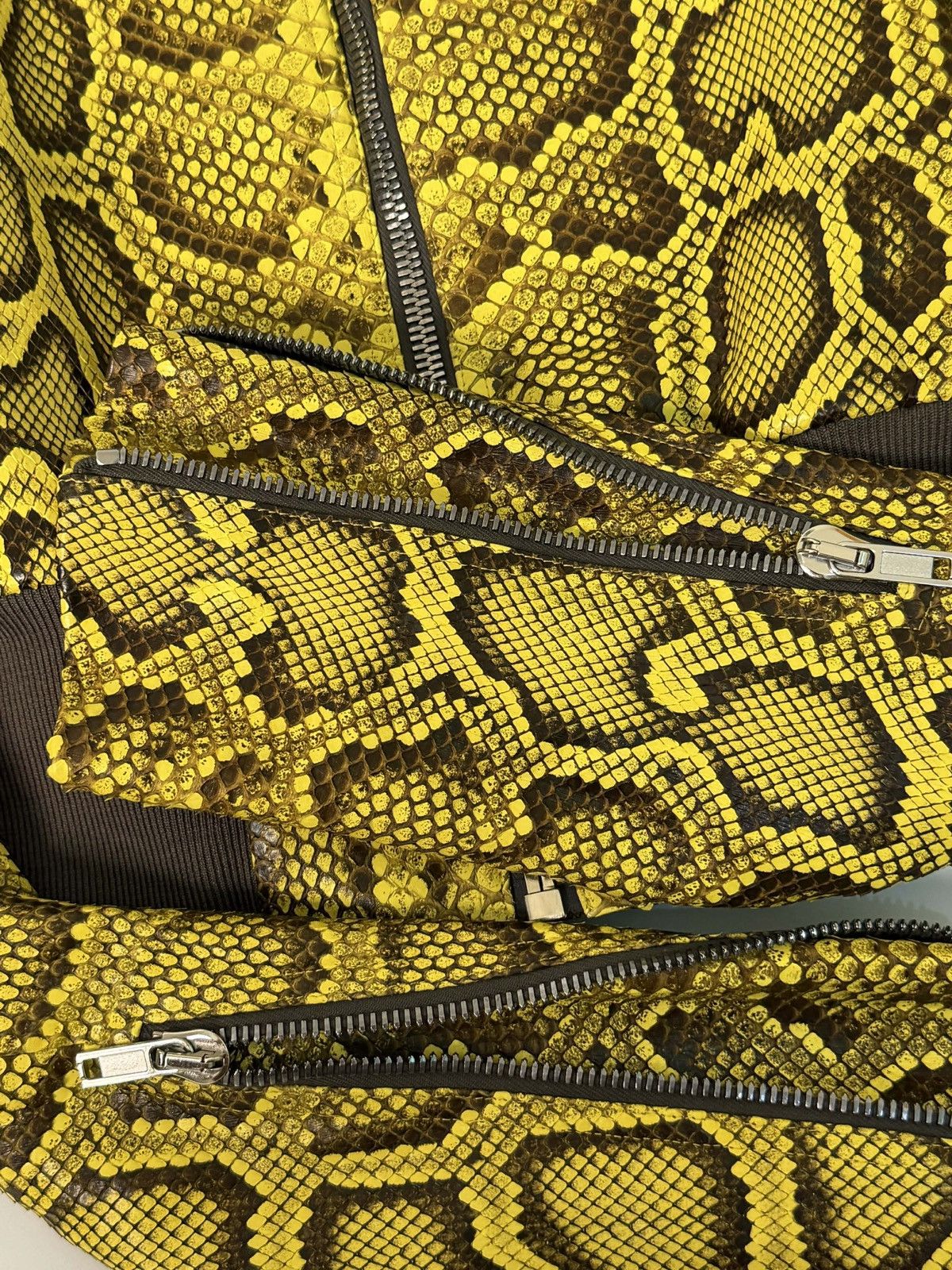 Rick Owens SS23 Rick Owens Python Leather Bomber Jacket in Lemon Yellow Size S / US 4 / IT 40 - 14 Thumbnail