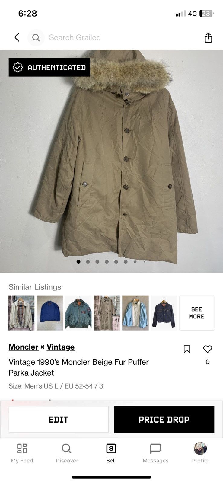 Moncler Vintage 1990’s Moncler Beige Fur Puffer Parka Jacket Size US L / EU 52-54 / 3 - 22 Thumbnail