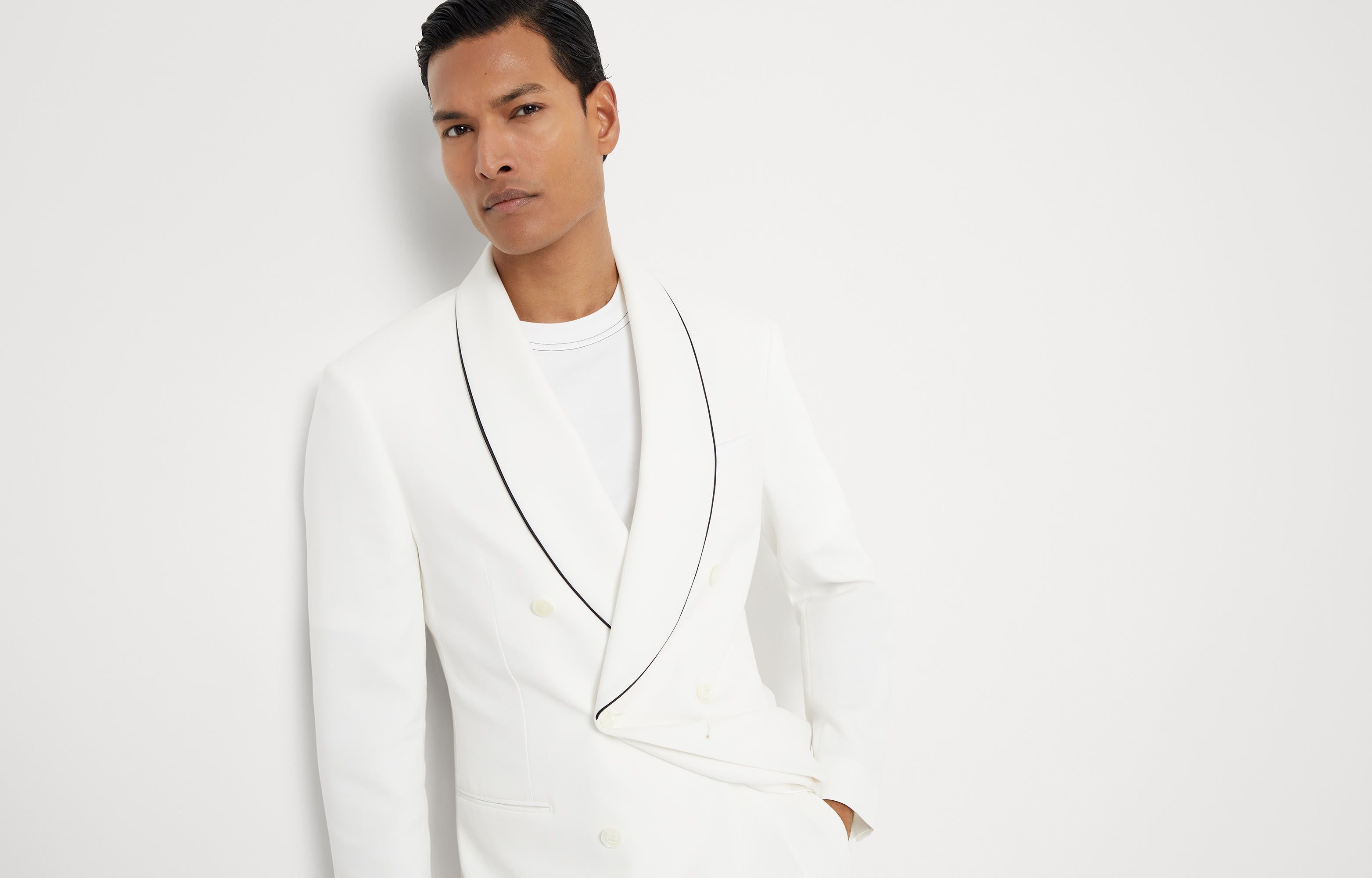 Brunello Cucinelli o1w1db10925 Suit-Type Jacket in White Size US L / EU 52-54 / 3 - 6 Thumbnail