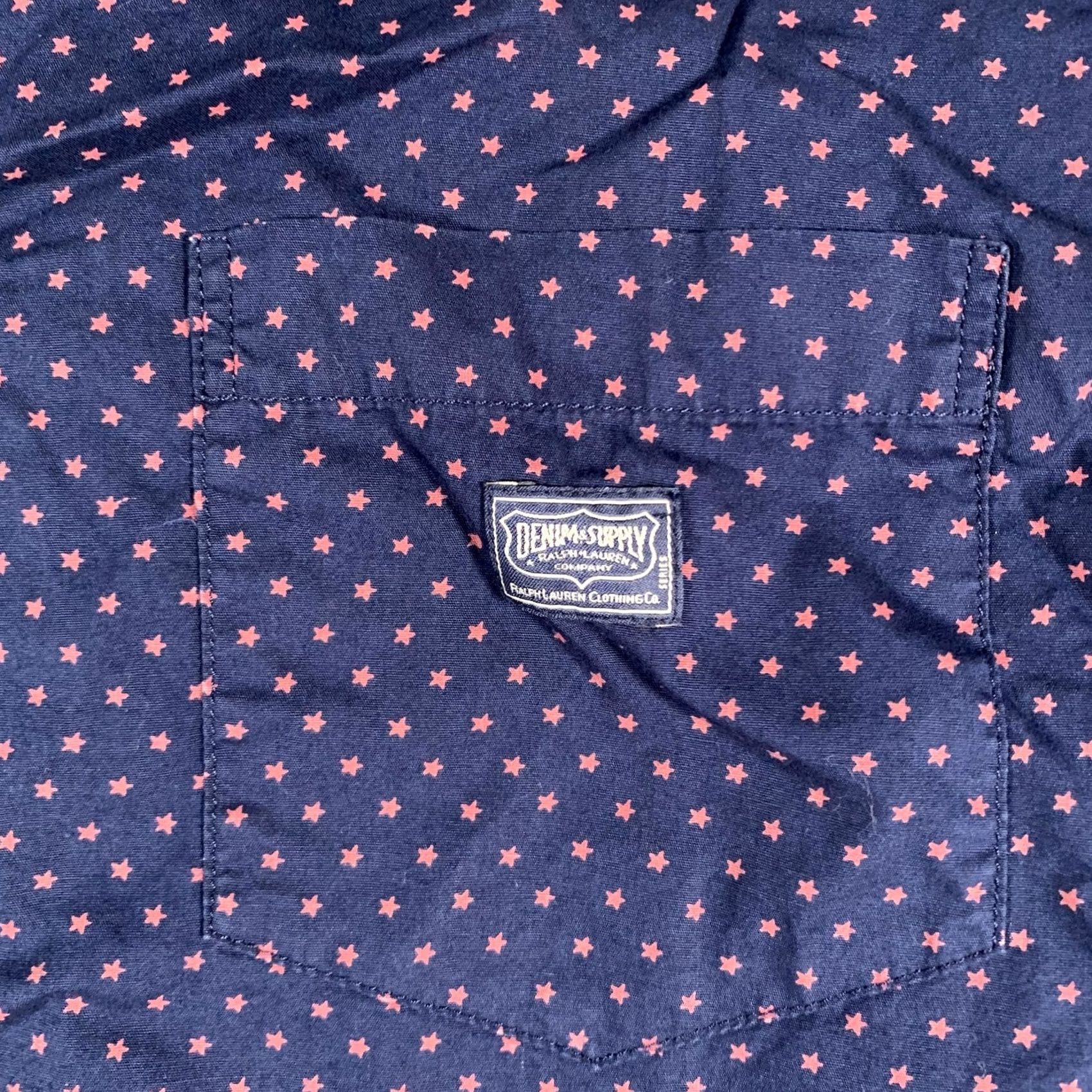 Ralph Lauren Denim & Supply Ralph Lauren Shirt Mens XL Blue Red Star Print Short Sleeve Button-Up Size US XL / EU 56 / 4 - 4 Thumbnail