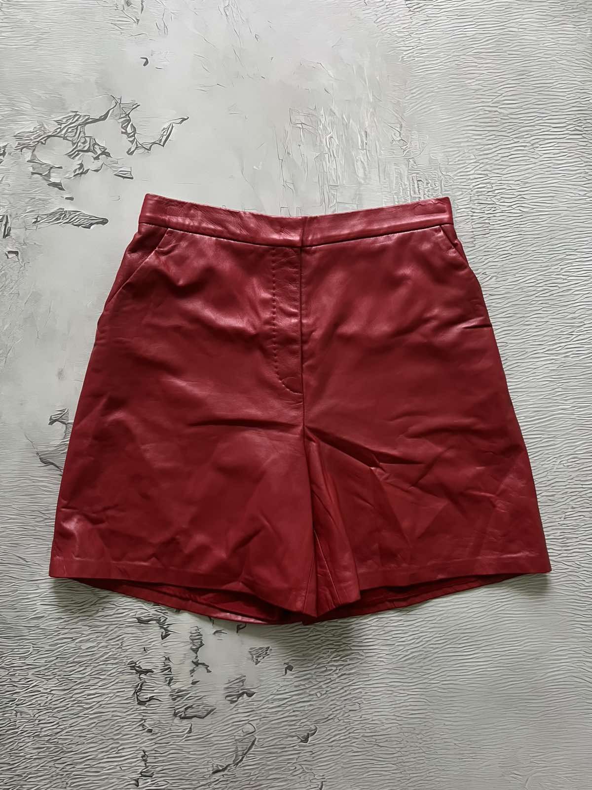 Max Mara RRP 695 $ Max Mara LACUNA Women's Leather Shorts Red Size 32" / US 10 / IT 46 - 2 Thumbnail