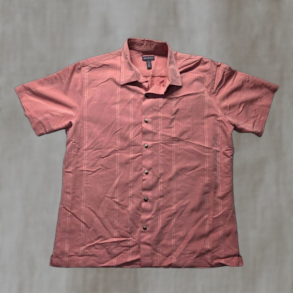 Van Heusen Van Heusen Shirt Mens Button-Up Long Sleeve 16.5 32/33 Pink Wrinkle Free Collared Spin Size US XL / EU 56 / 4 - 1 Thumbnail