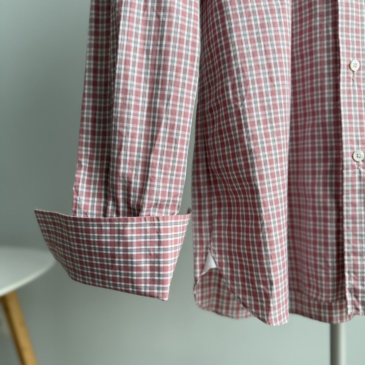 Tom Ford Tom Ford Pink White Check Cotton Dress Shirt French Cuff Size US M / EU 48-50 / 2 - 5 Thumbnail