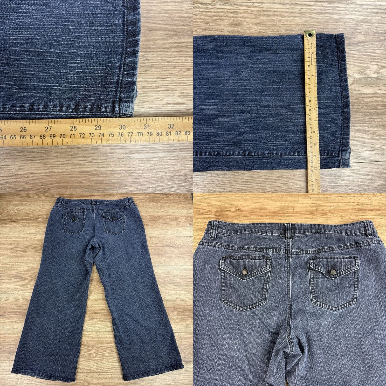 Vintage Cato Jeans Woman 20w Dark Blue Stretch Denim Wide Leg Flap Pockets Womens Plus Size 20w Blue Denim Pants Size 42" / US 20 - 8 Thumbnail
