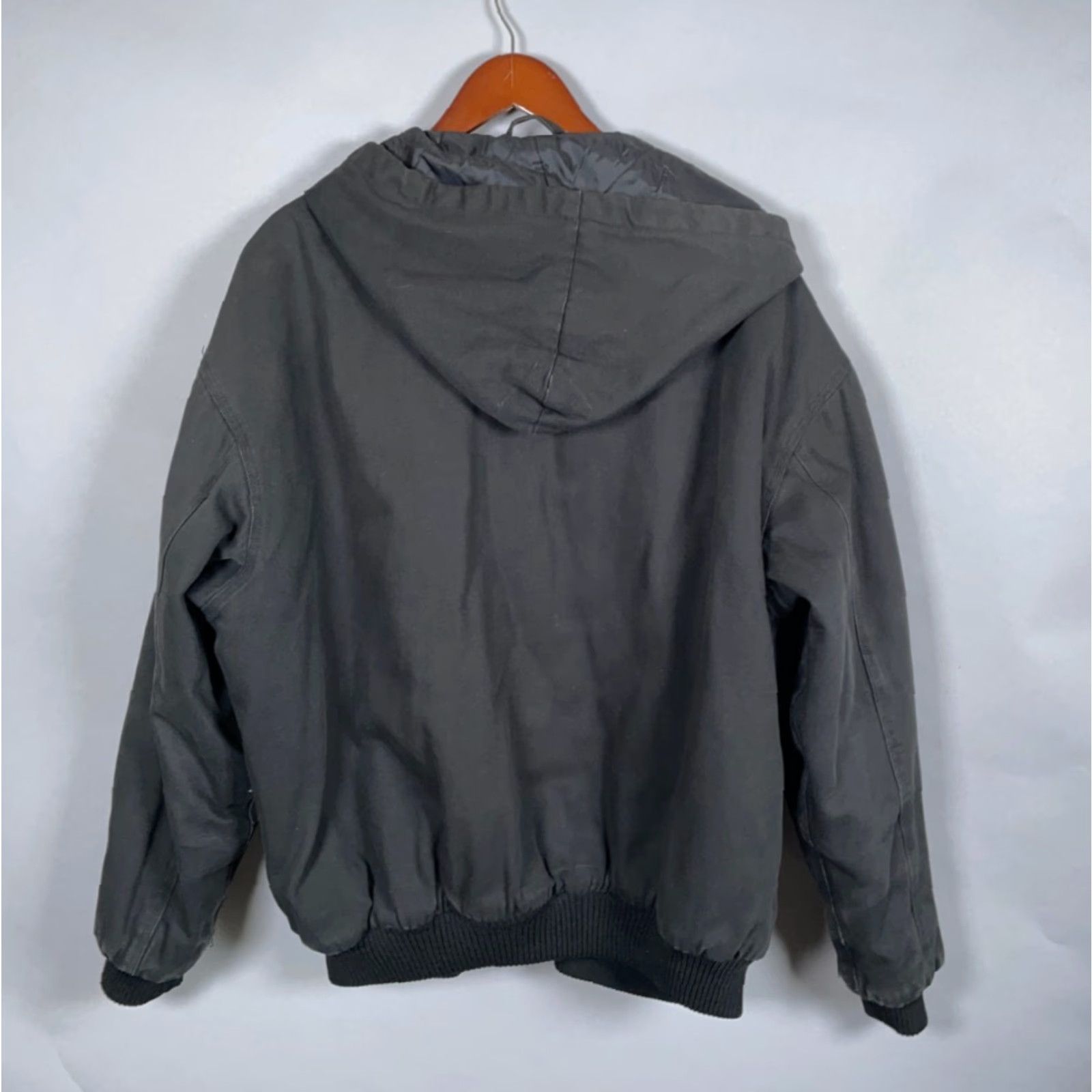 Vintage Schmidty Bomber Jacket Men Canvas Duck XL Black Hooded Quilted Lining Distressing Zip Full Zip Work Jacket Casual Size US XL / EU 56 / 4 - 2 Thumbnail