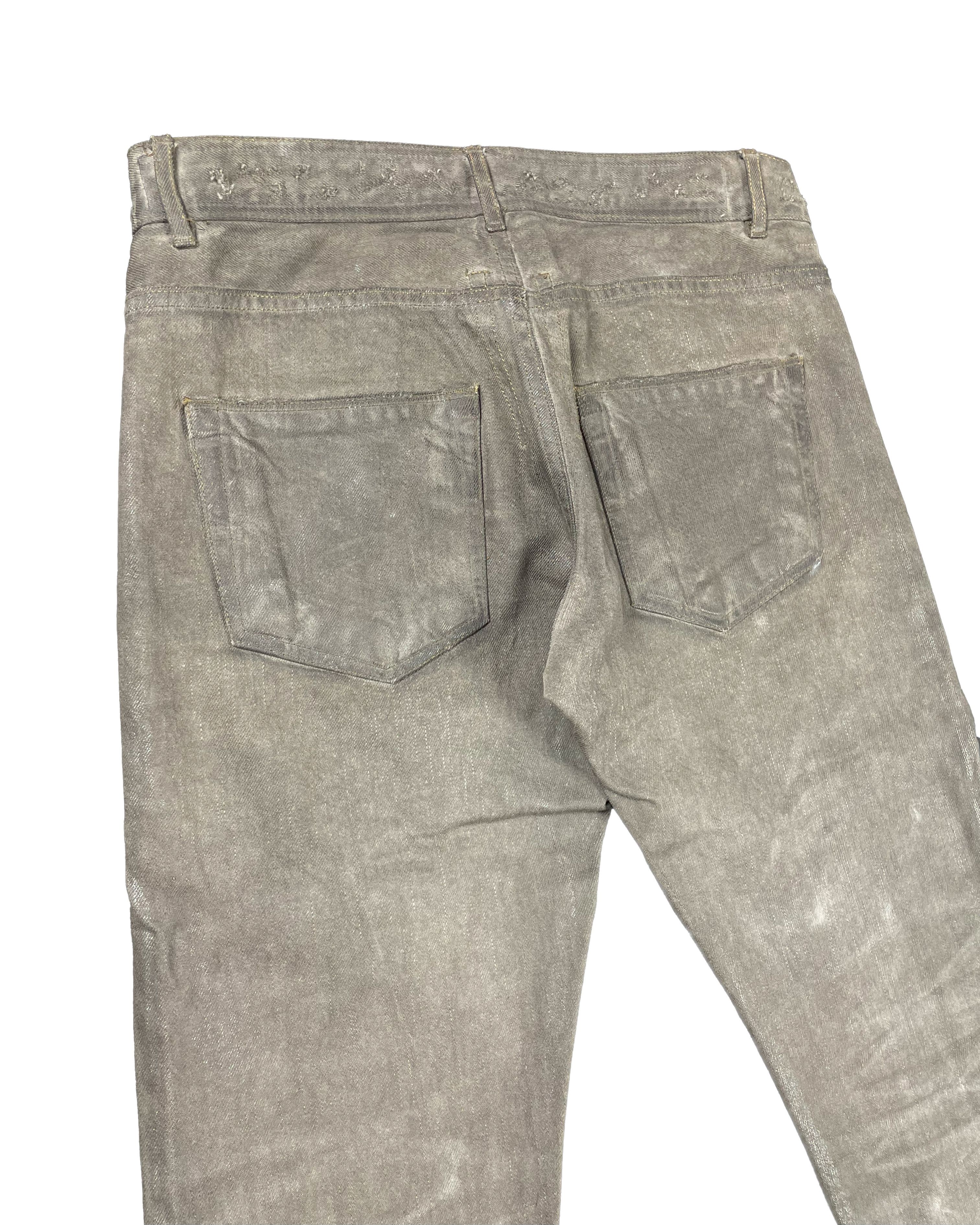 Rick Owens FW10 "GLEAM" SILVER MUD WASH WAXED DETROIT CUT JEANS Size US 30 / EU 46 - 9 Thumbnail
