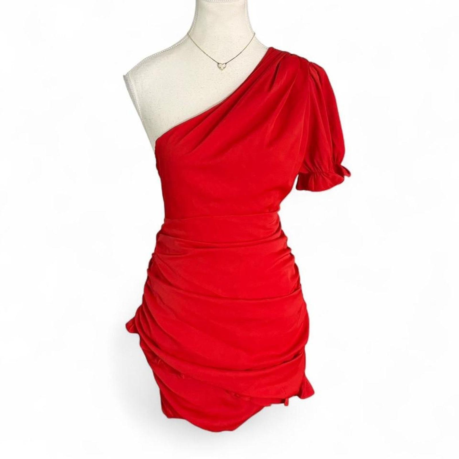 hello molly red one shoulder dress Glittering Gaze Sequin One Shoulder Maxi Dress Red
