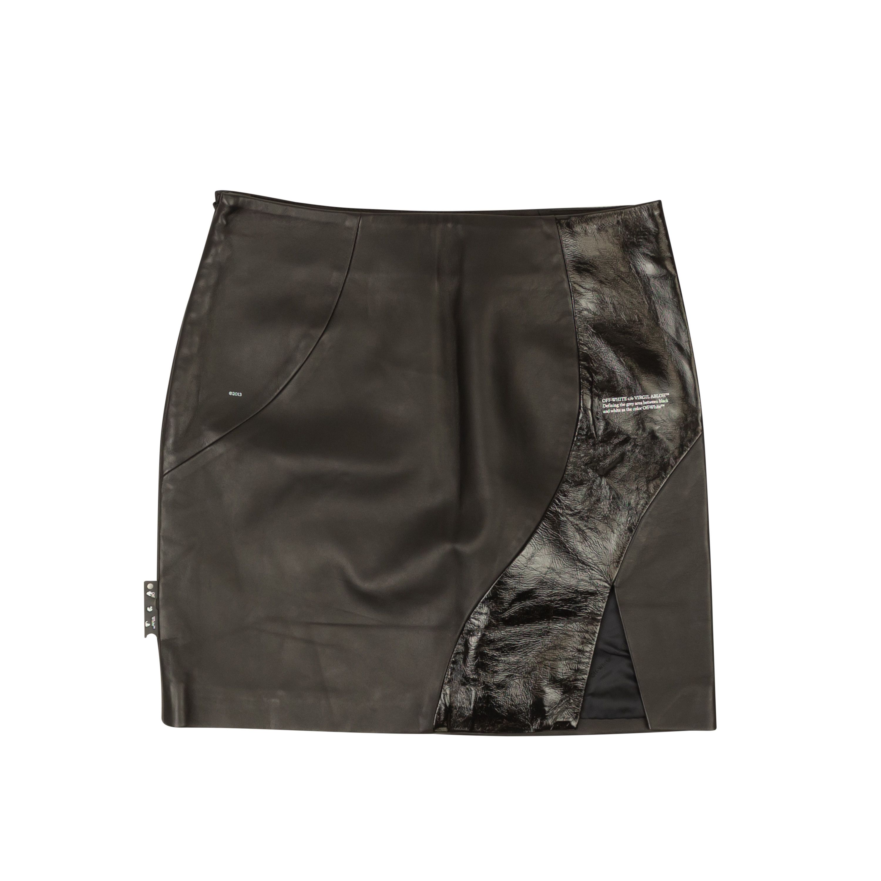 image of Off White C/o Virgil Abloh Black Leather Spiral Miniskirt Size 2/38, Women's