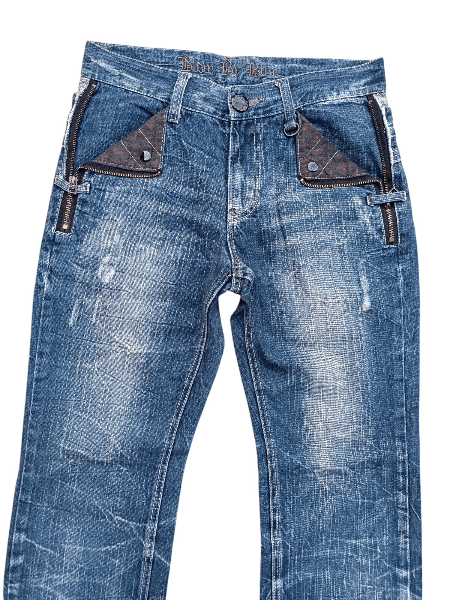 Japanese Brand FLARED 🔥 BLOW BY BLUE FLASH FADED JEANS Size US 31 - 10 Thumbnail