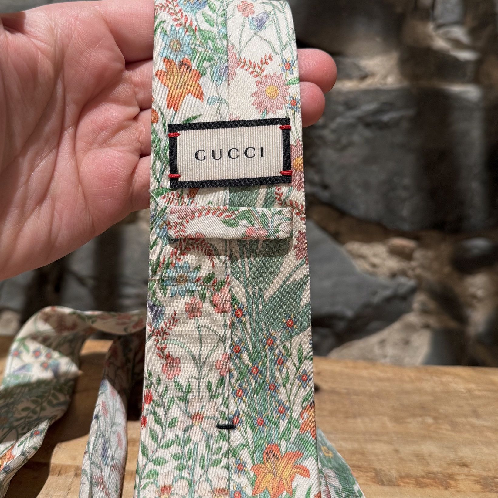 Gucci Gucci Ivory Multicoloured Floral Prints Silk Tie Size ONE SIZE - 6 Thumbnail
