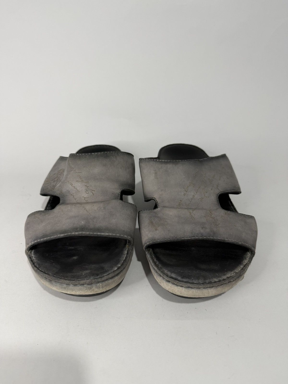 Berluti Berluti Gray Leather Slide Sandals Middle East Exclusive Size US 12 / EU 45 - 2 Thumbnail