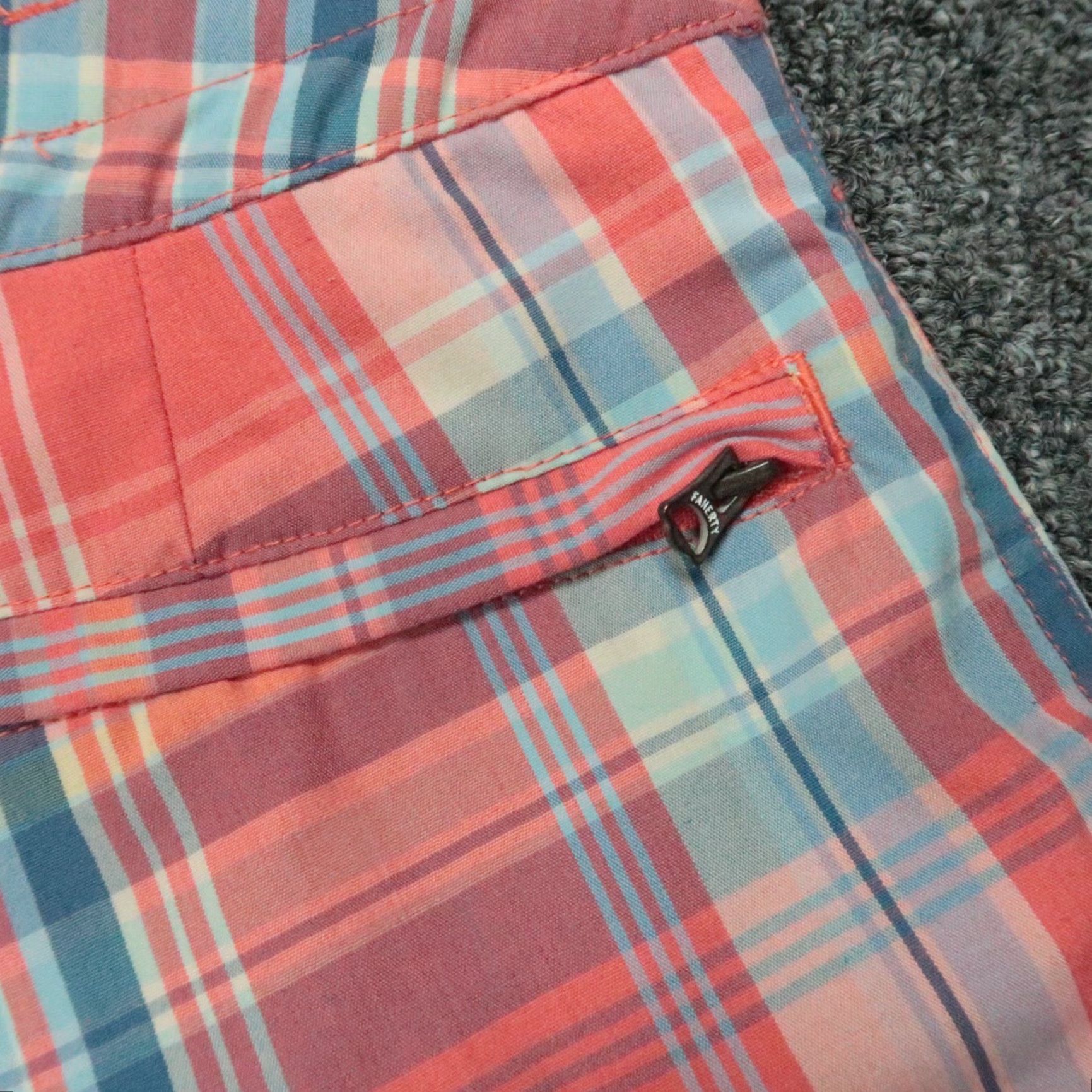 Faherty Faherty Boardshorts Mens 28 Red Plaid Classic Swim Drawstring Pocket Bottom Size ONE SIZE - 5 Thumbnail