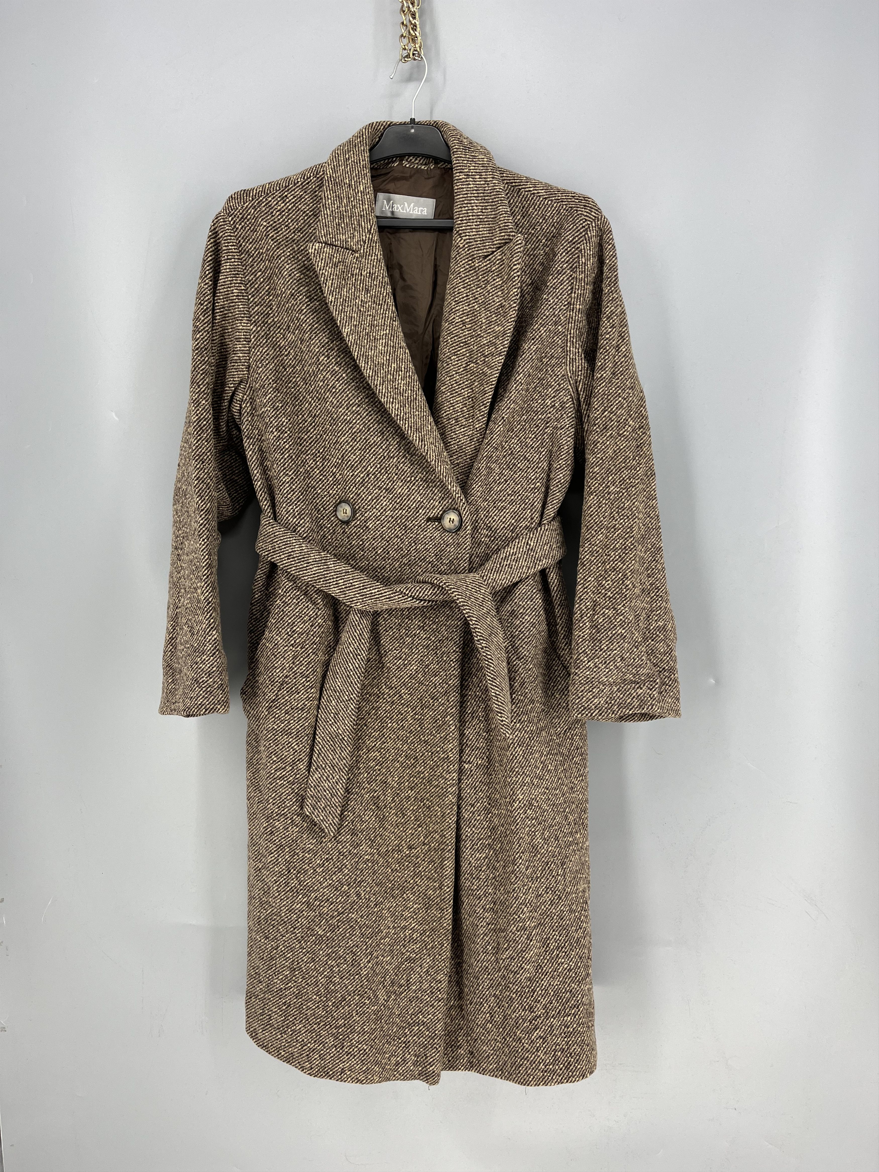 MaxMara Cashmere Wool Blend Coat Size 6 Camel Long Overcoat