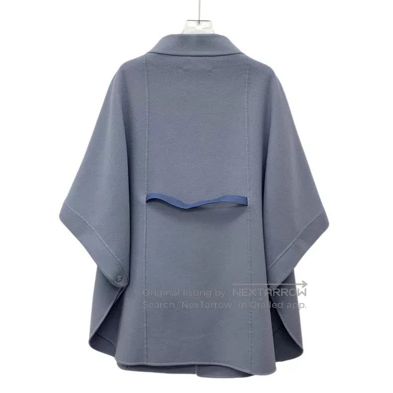 Loro Piana Loro Piana Blue Cashmere Funnel Neck Cloak Poncho Coat Size ONE SIZE - 2 Thumbnail