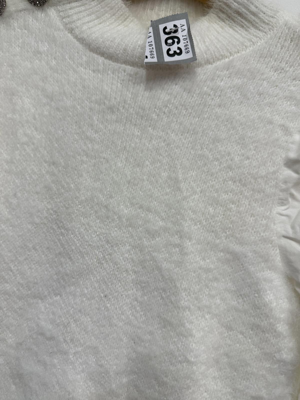 River Island River Island Women's White Textured Knit Sweater with Button Size ONE SIZE - 3 Thumbnail