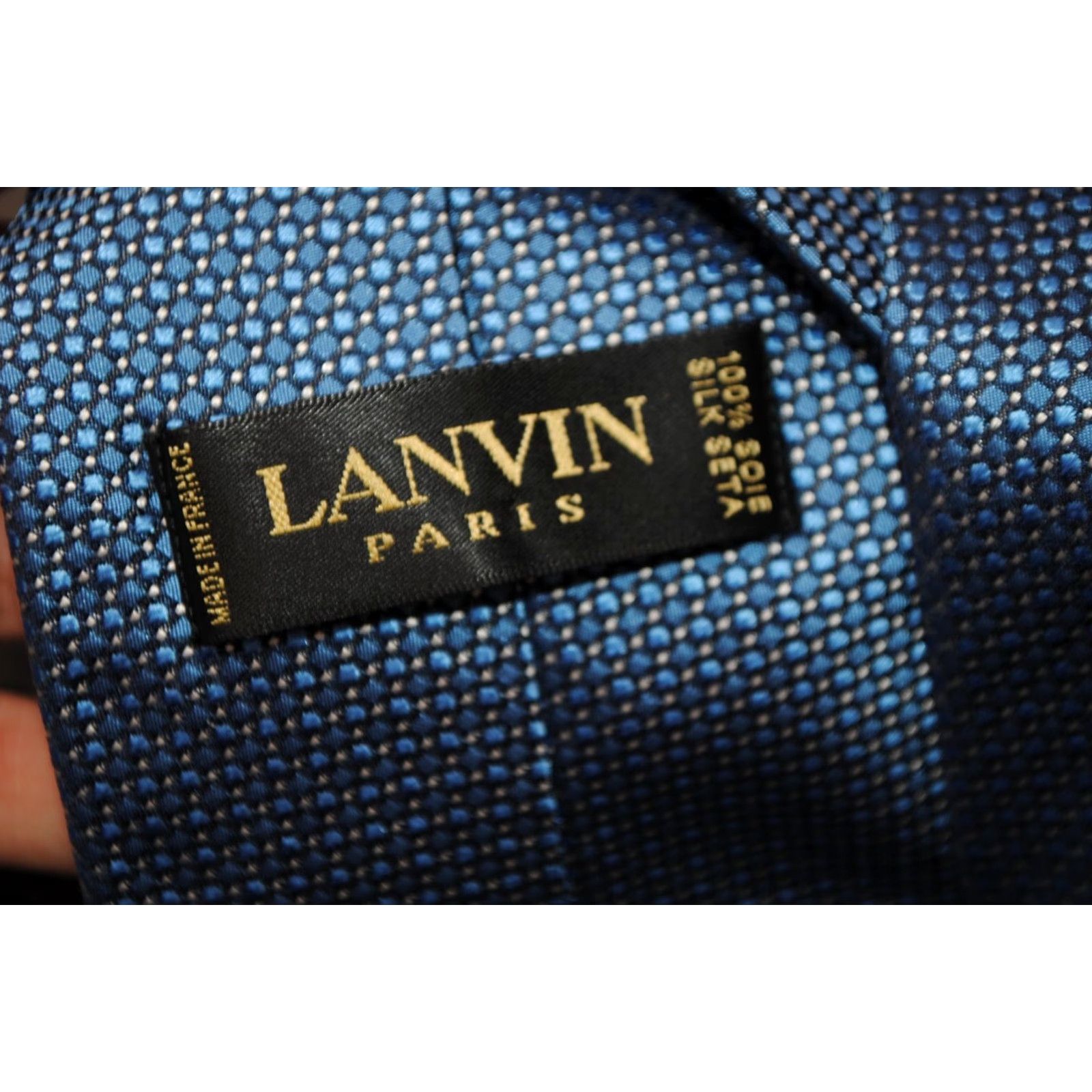 Lanvin LANVIN PARIS NECK TIE MADE IN FRANCE 100% PURE SILK BLUE DROPS PATTERN ORIGINAL Size ONE SIZE - 5 Thumbnail
