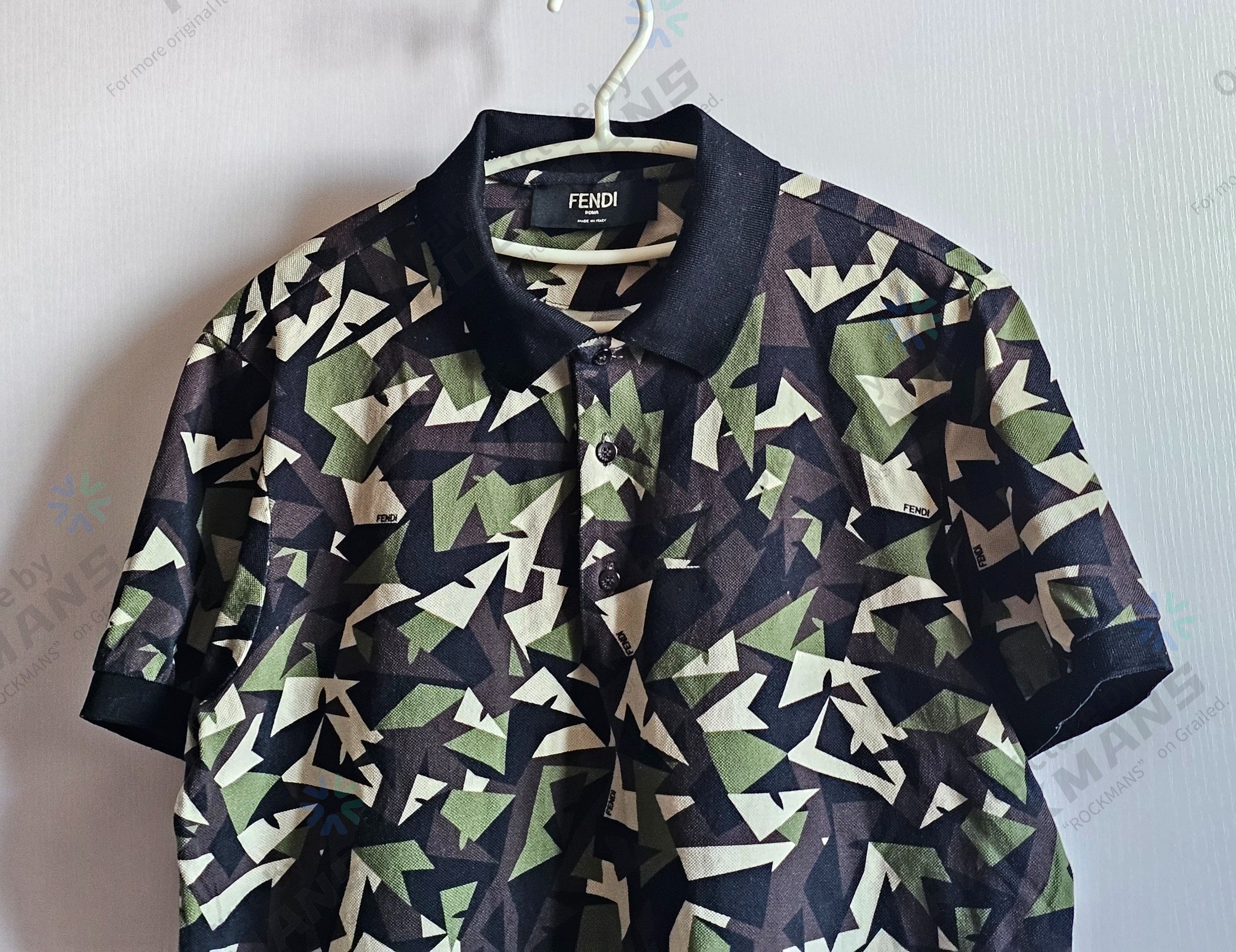 Fendi Fendi Unisex Geometric Camouflage Polo Shirts Size S Size US S / EU 44-46 / 1 - 2 Thumbnail