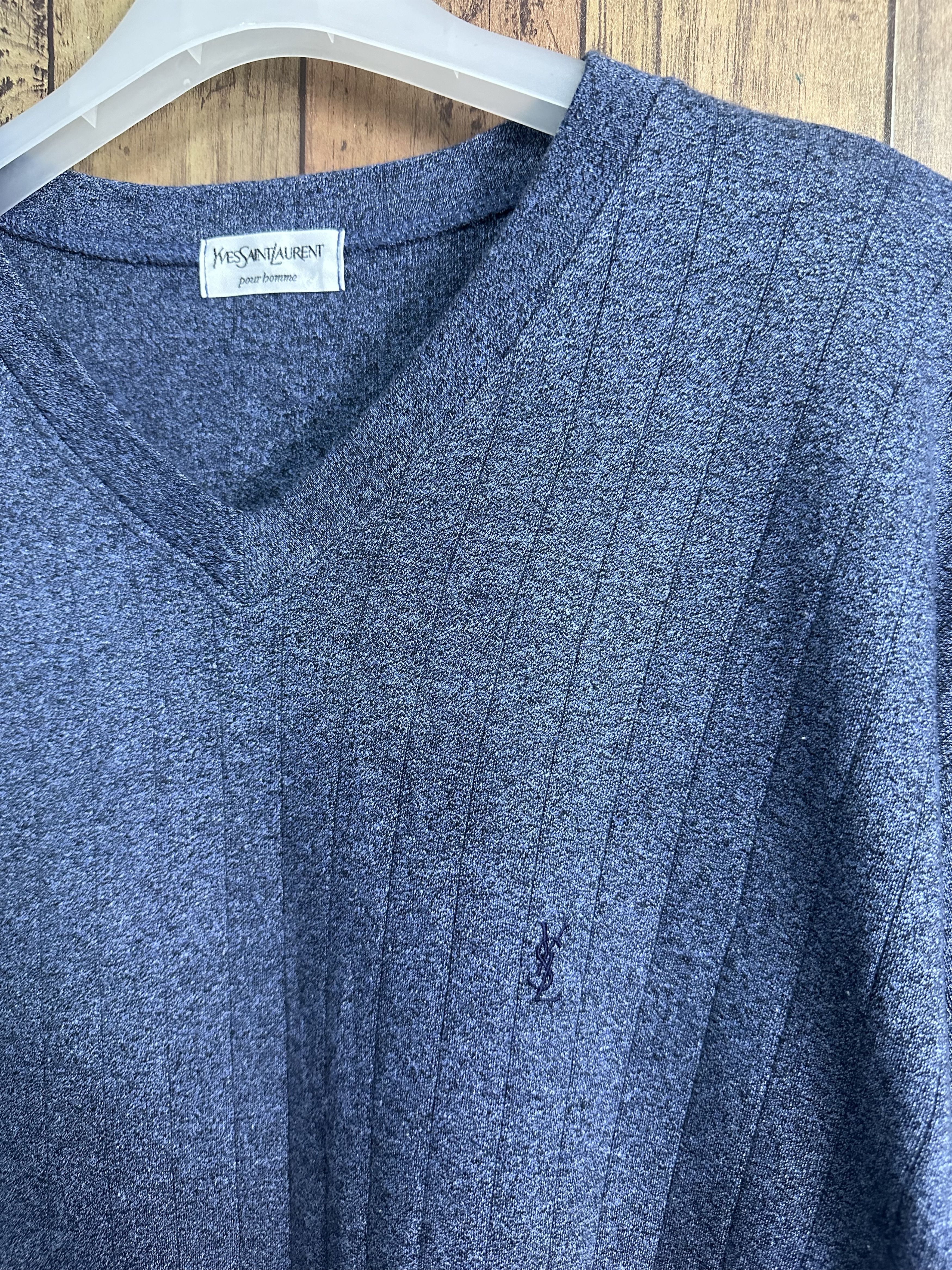 Vintage Vintage YSL Pour Homme Vneck Shirt A339 Size US S / EU 44-46 / 1 - 3 Thumbnail
