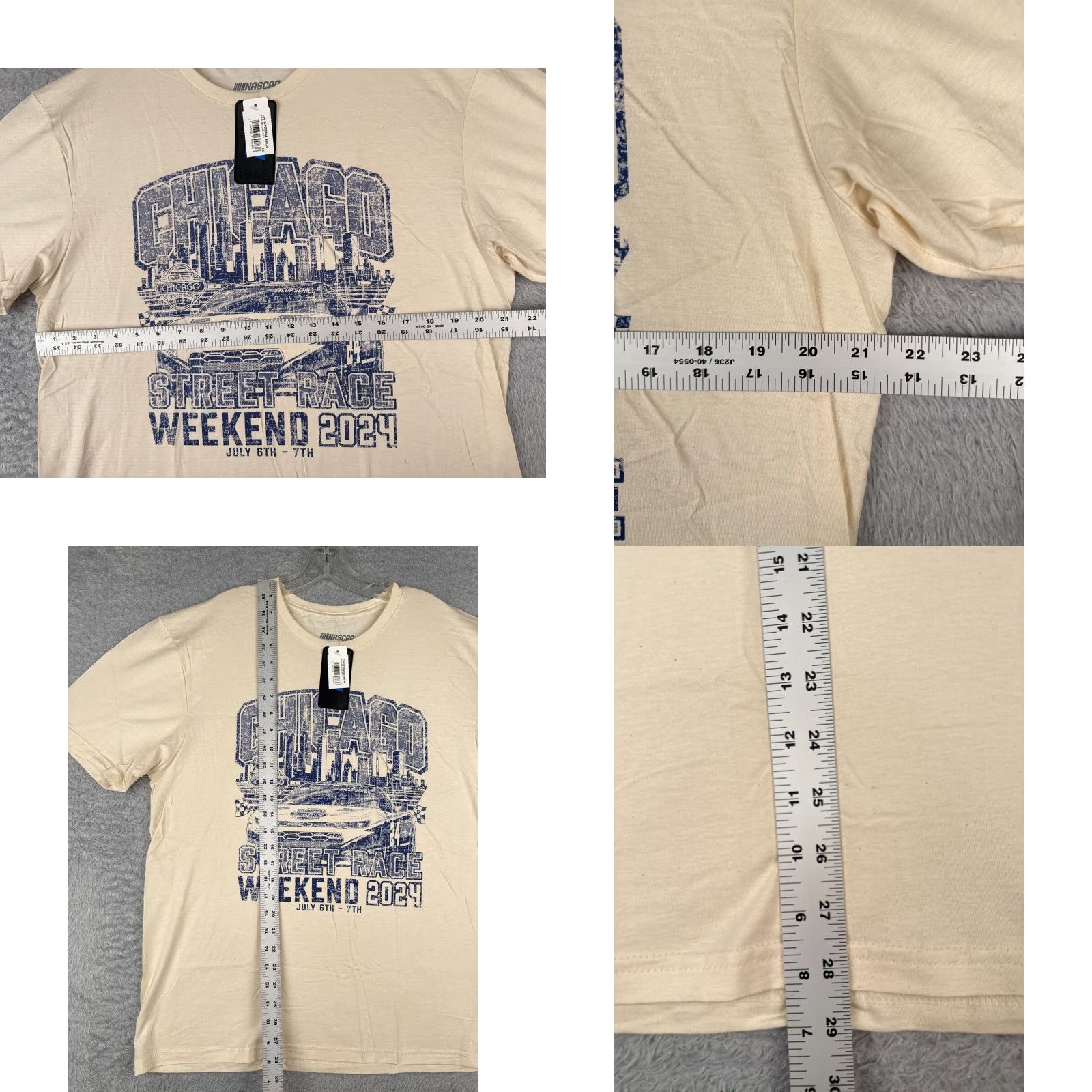 NASCAR Nascar Chicago Street Race Shirt Adult Large Ivory 100% Cotton Short Sleeve Logo T-Shirt Men’s Car Racing All Seasons Summer Fall Winter Safe? Size US L / EU 52-54 / 3 - 8 Thumbnail