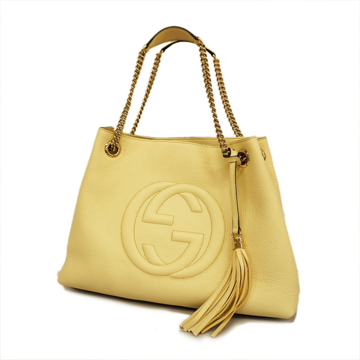 image of Gucci Shoulder Bag Soho Leather Ivory in White, Women's