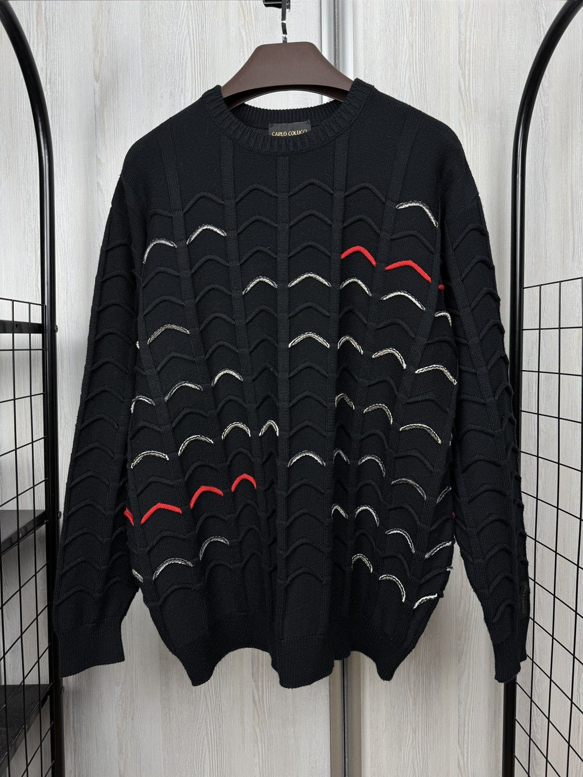 Carlo Colucci Carlo Colucci black cable knitted cotton sweater size 54 Size US L / EU 52-54 / 3 - 2 Thumbnail