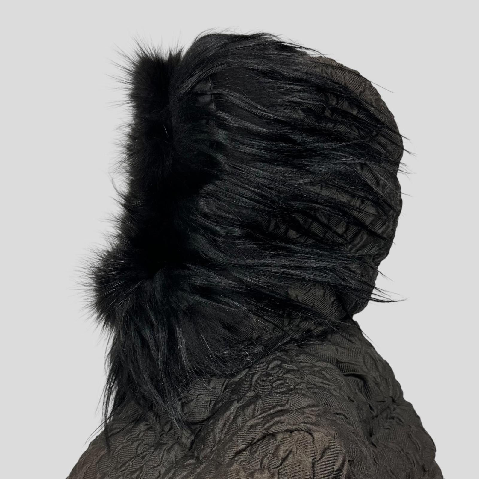 Prada Prada 2014 Extreme Fur Silk & Wool Textured Puffer Jacket S Size US S / EU 44-46 / 1 - 3 Thumbnail