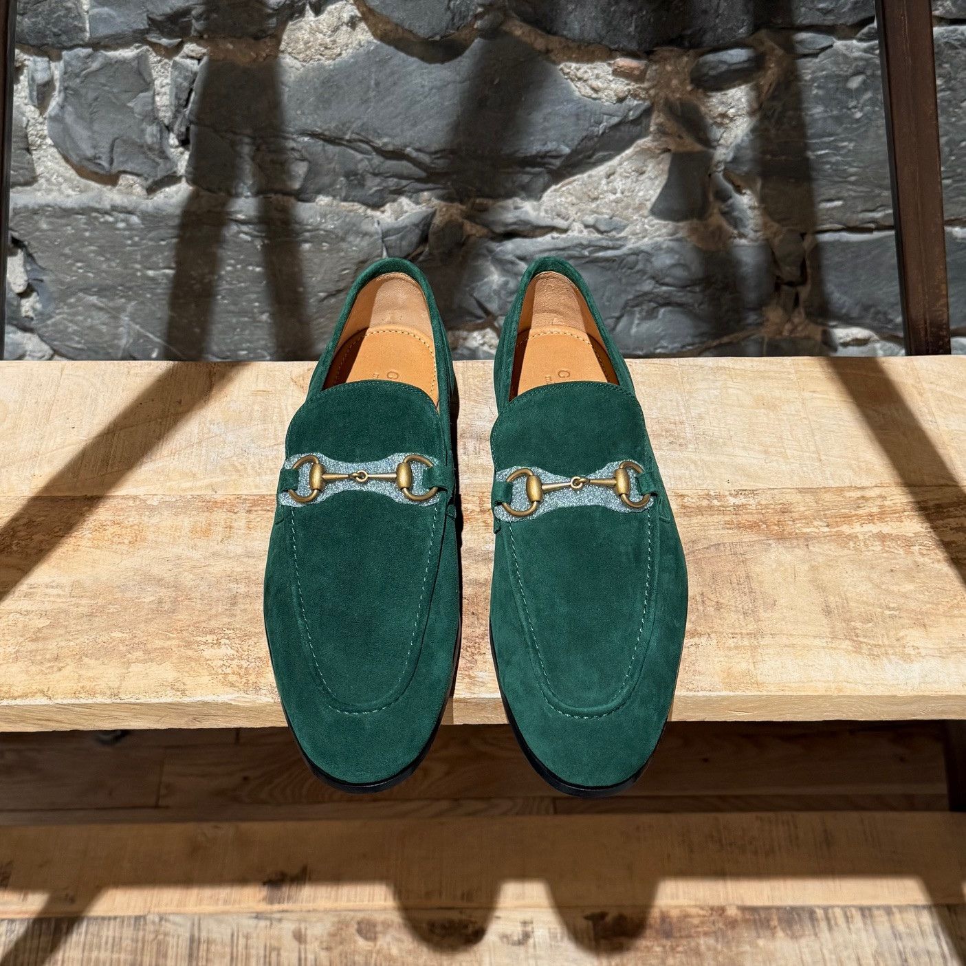 Gucci Gucci Green Suede Jordaan Horsebit Accent Loafers Size US 11 / EU 44 - 2 Thumbnail